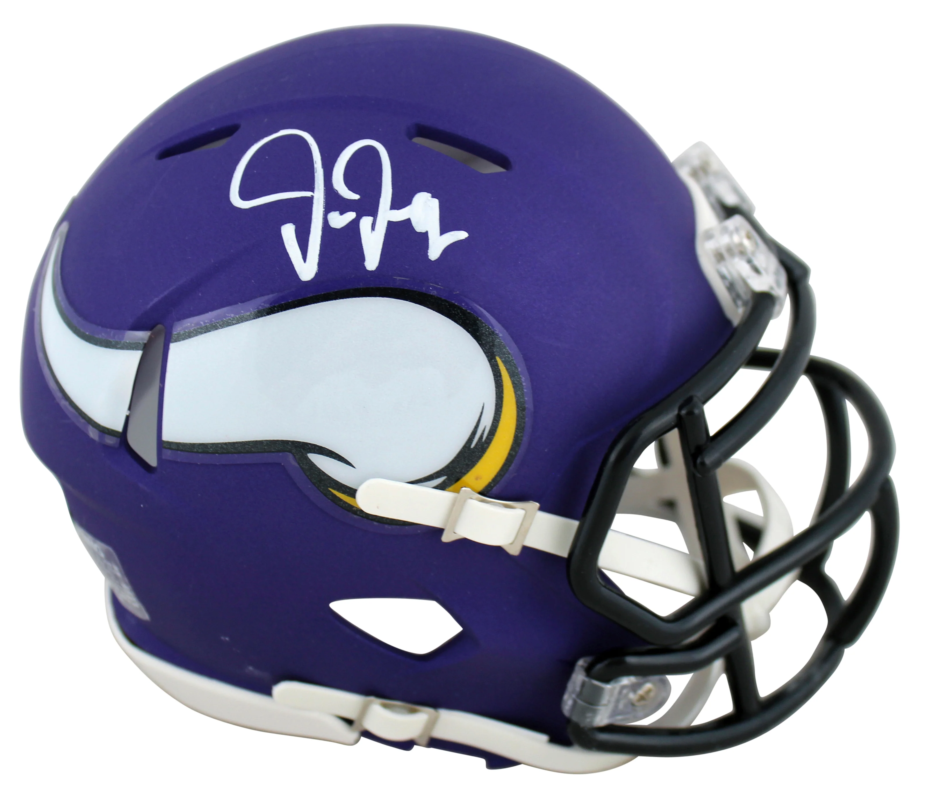 Vikings Justin Jefferson Authentic Signed Purple Speed Mini Helmet BAS Witnessed - Image 2