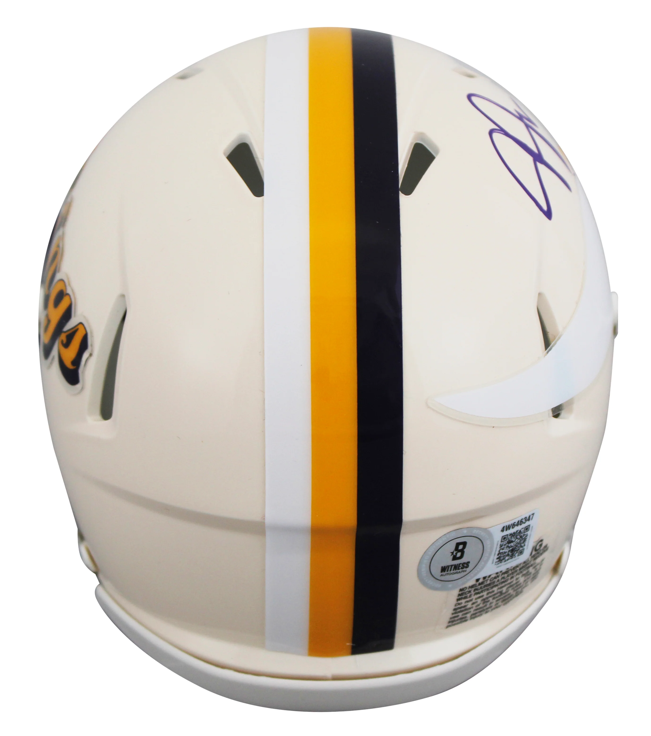 Vikings Justin Jefferson Authentic Signed Retro Speed Mini Helmet BAS Witnessed - Image 3