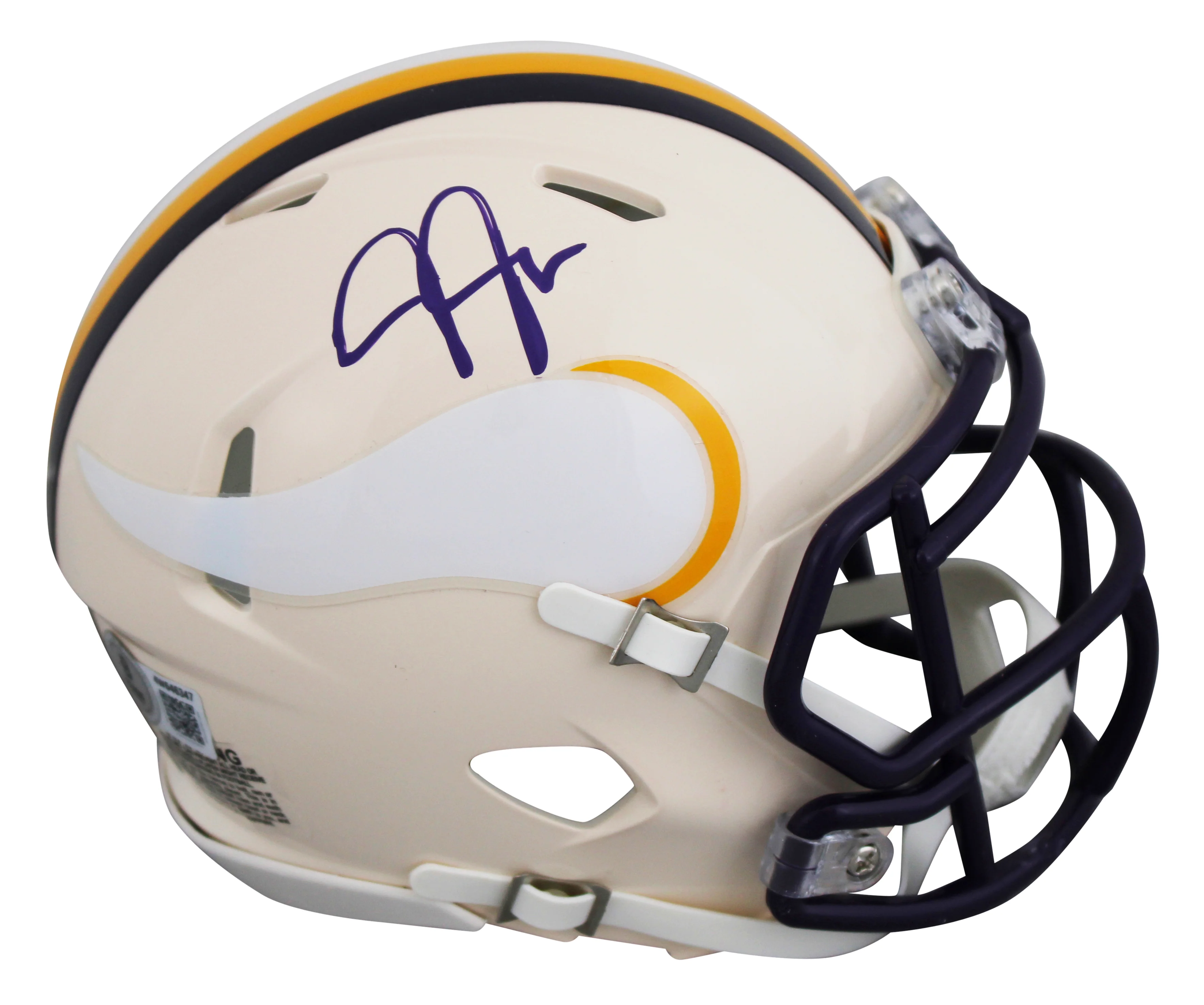 Vikings Justin Jefferson Signed Retro Speed Mini Helmet W/ Case BAS Witnessed - Image 3