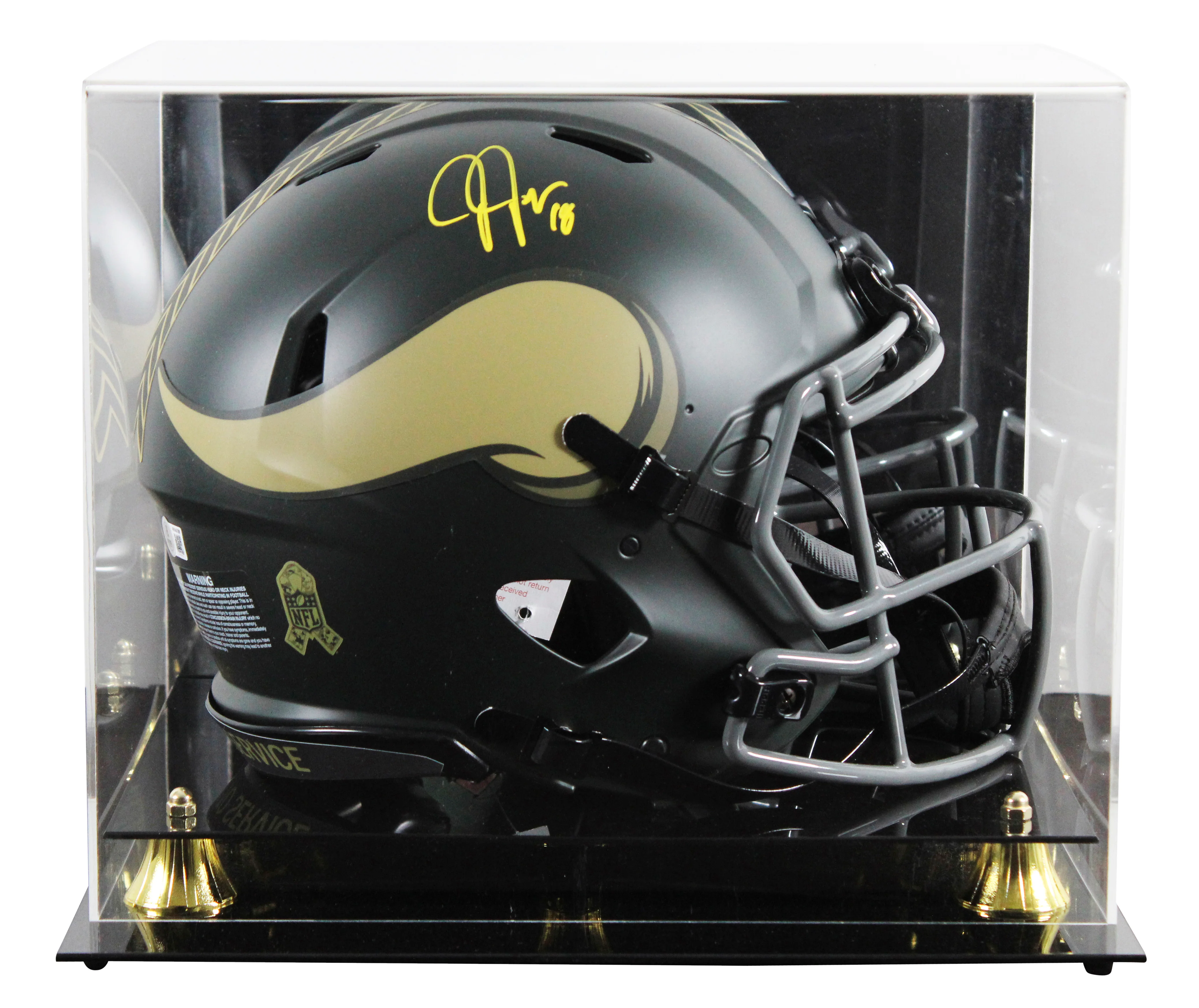 Vikings Justin Jefferson Signed STS IV F/S Speed Proline Helmet W/ Case BAS Wit