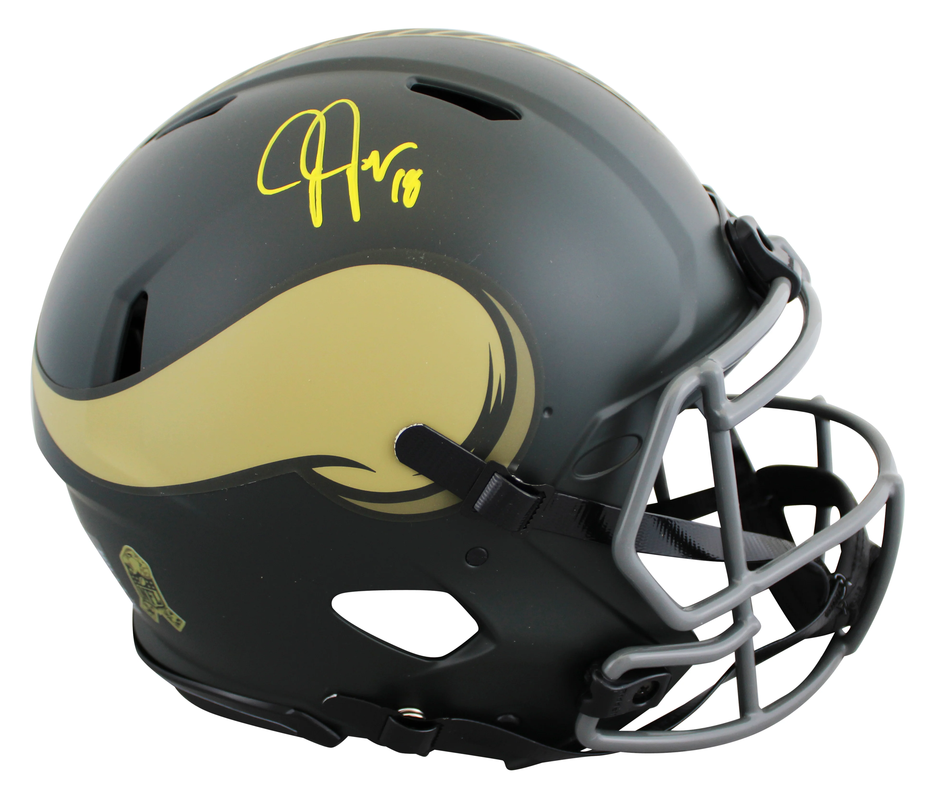 Vikings Justin Jefferson Signed STS IV F/S Speed Proline Helmet W/ Case BAS Wit - Image 3