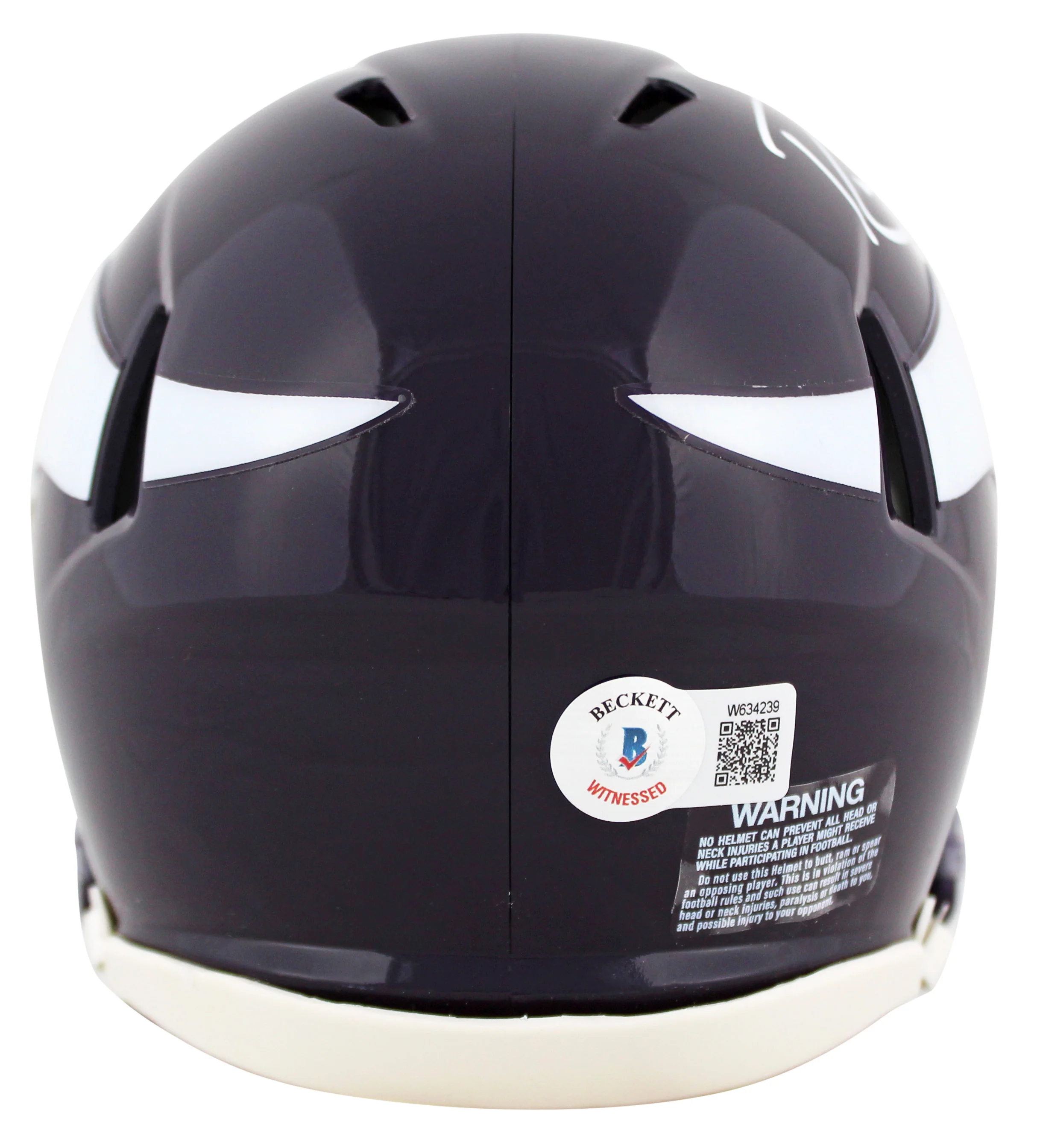 Vikings Randy Moss Signed 1983-01 TB Speed Mini Helmet w/ White Sig BAS Witness - Image 3