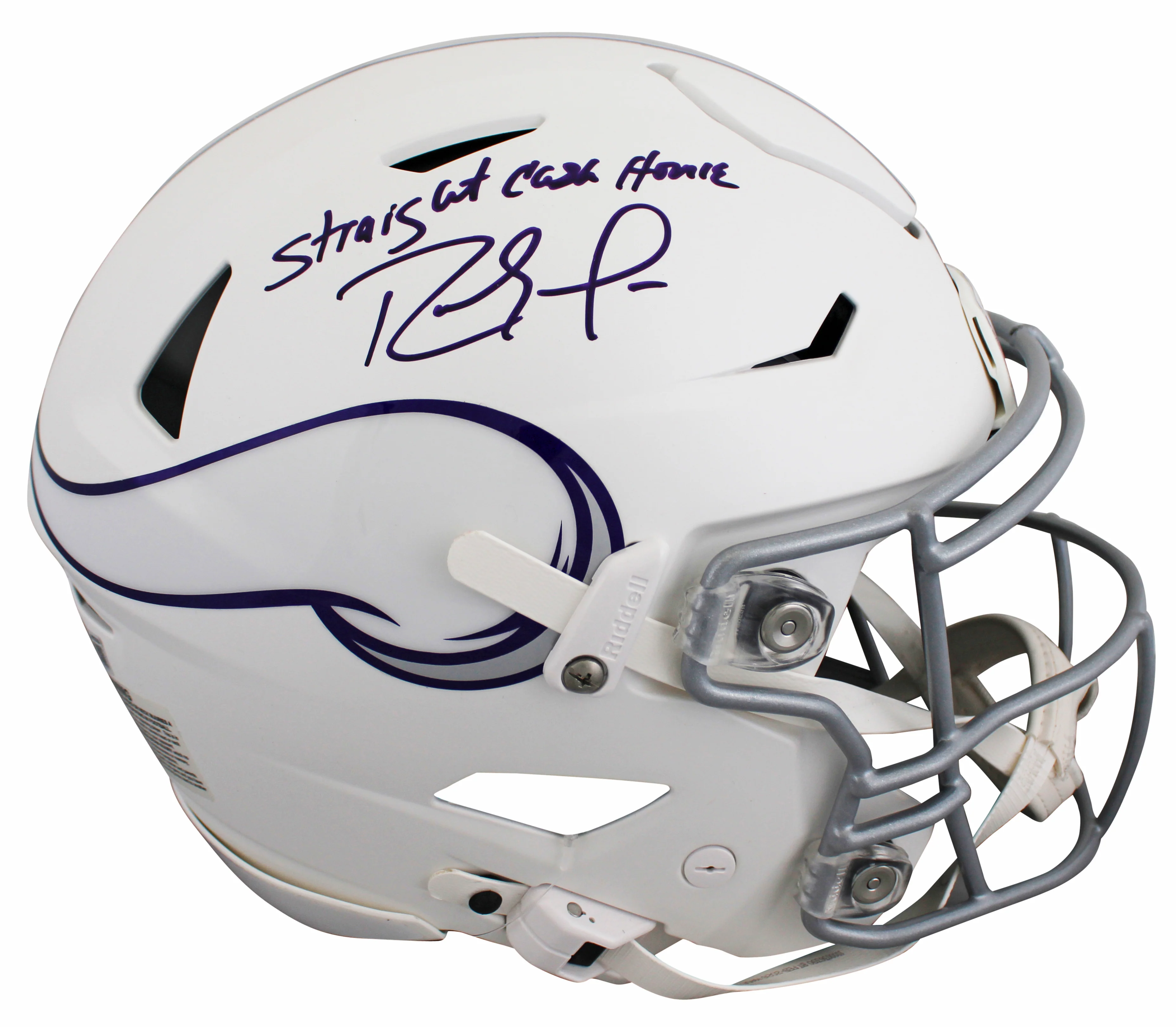 Vikings Randy Moss Signed 2024 On-Field Alt Speed Flex Full Size Helmet BAS Wit