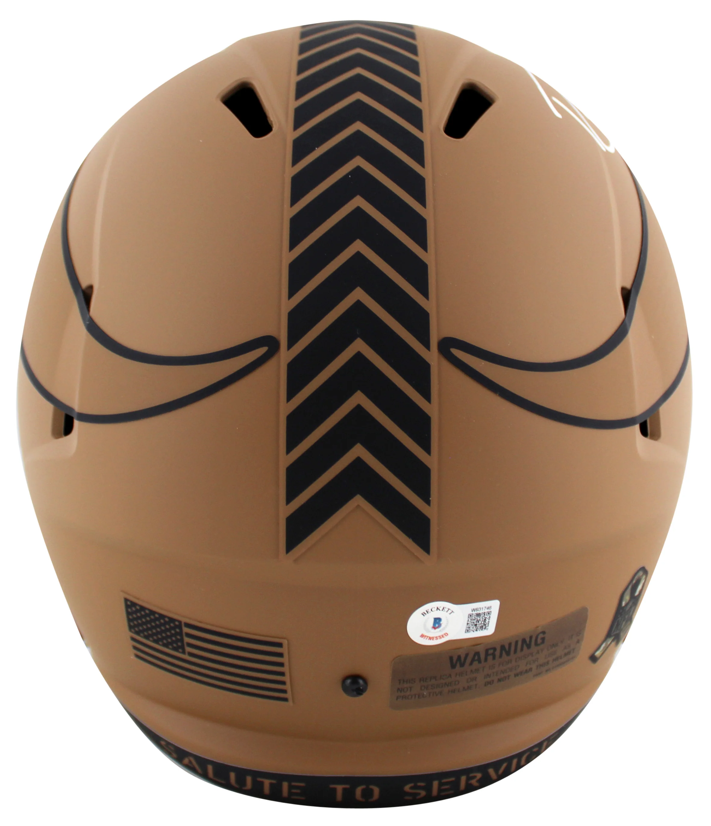 Vikings Randy Moss Signed Salute To Service II F/S Speed Rep Helmet BAS Witness - Image 3