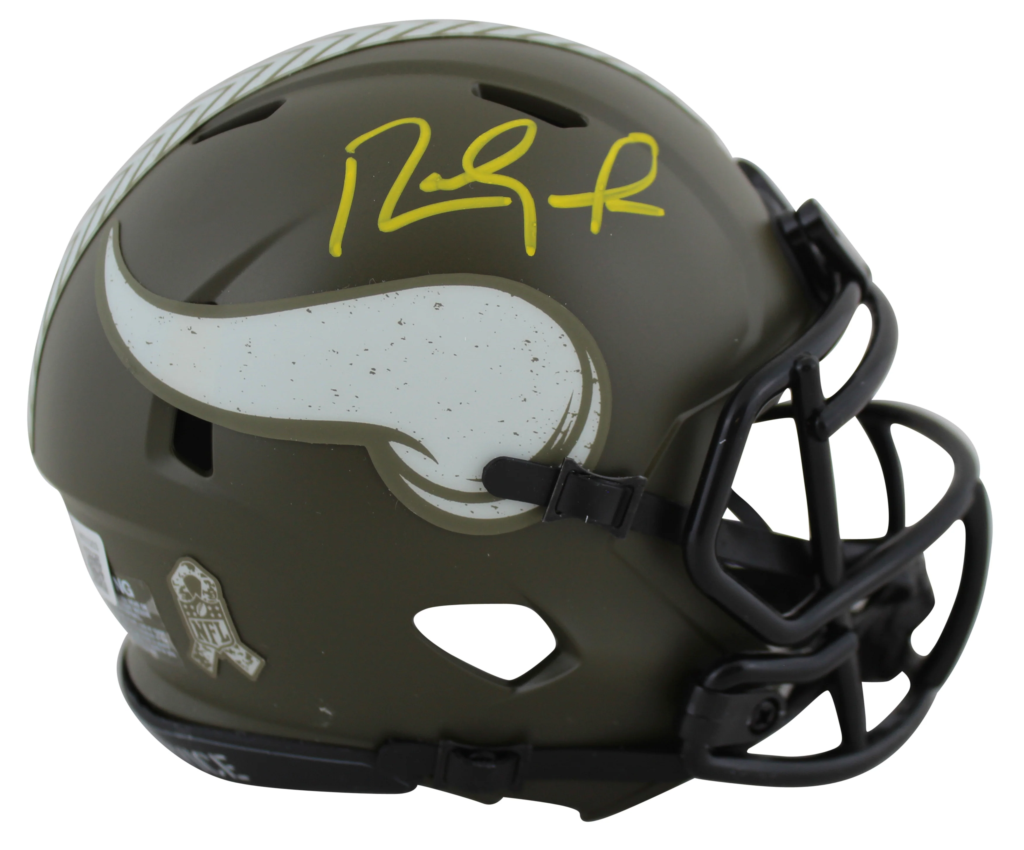 Vikings Randy Moss Signed Salute To Service Speed Mini Helmet BAS Witnessed - Image 2