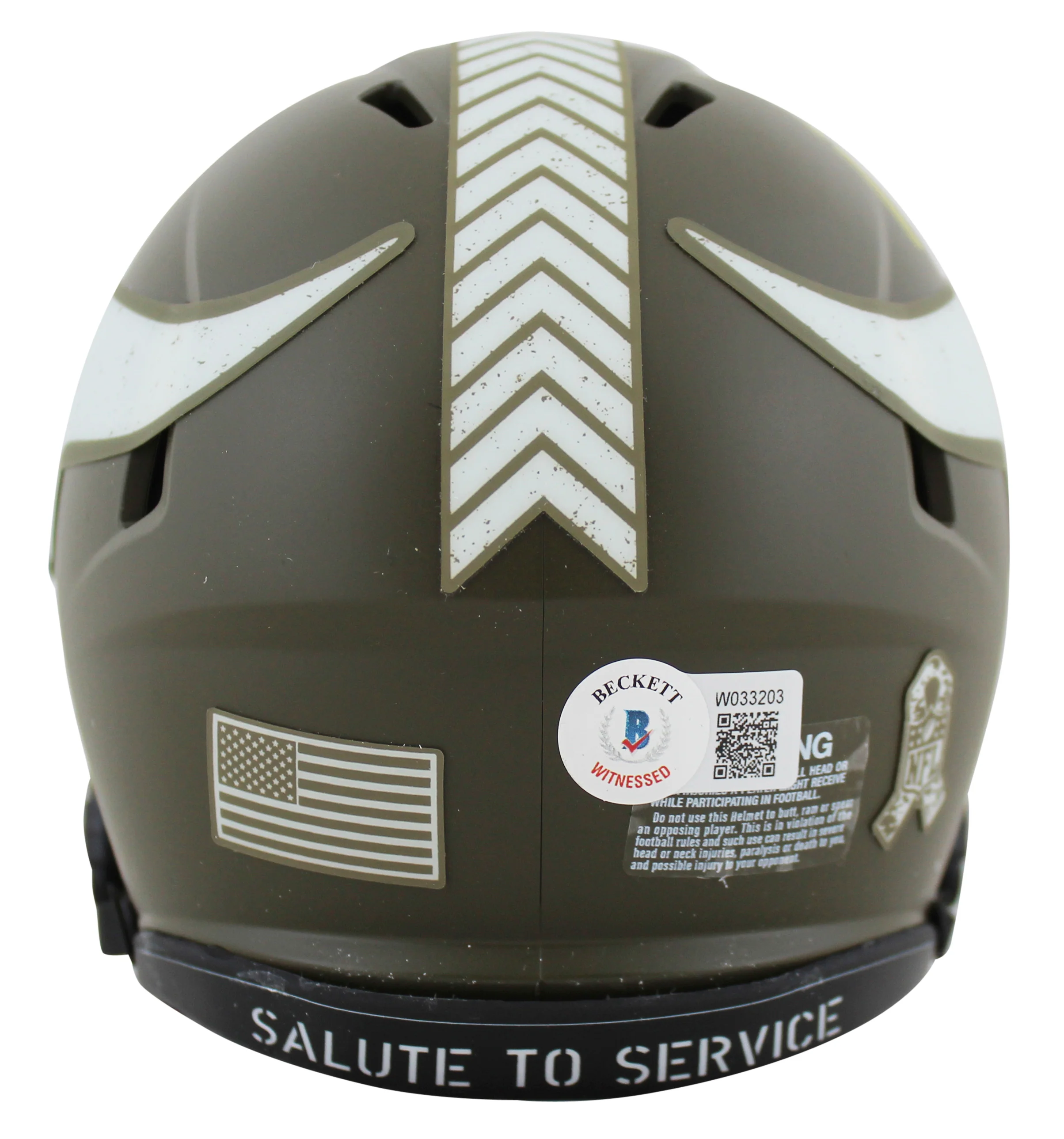 Vikings Randy Moss Signed Salute To Service Speed Mini Helmet BAS Witnessed - Image 3
