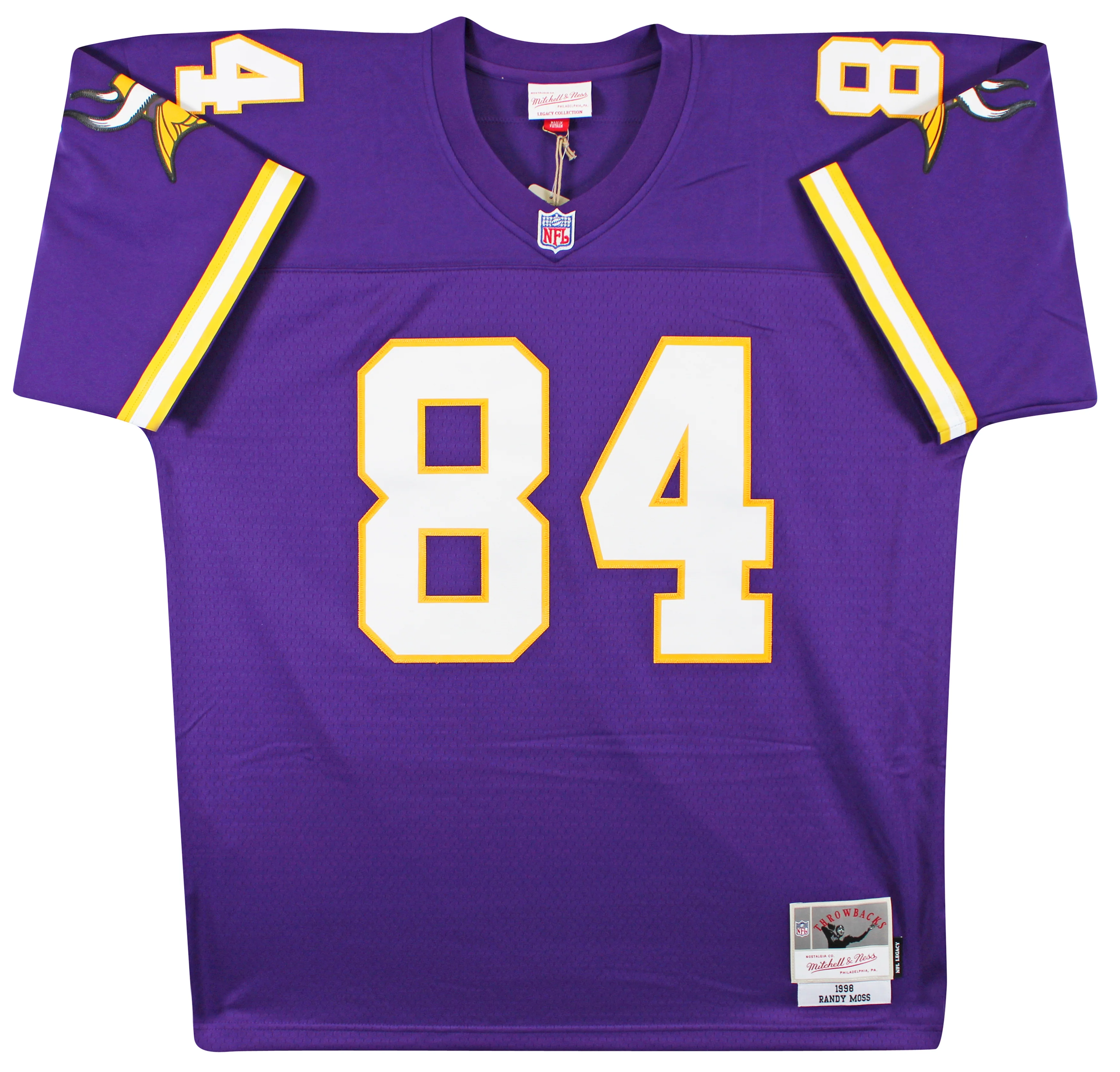 Vikings Randy Moss "Straight Cash Homie" Signed Purple M&N TB Jersey BAS Witness - Image 5