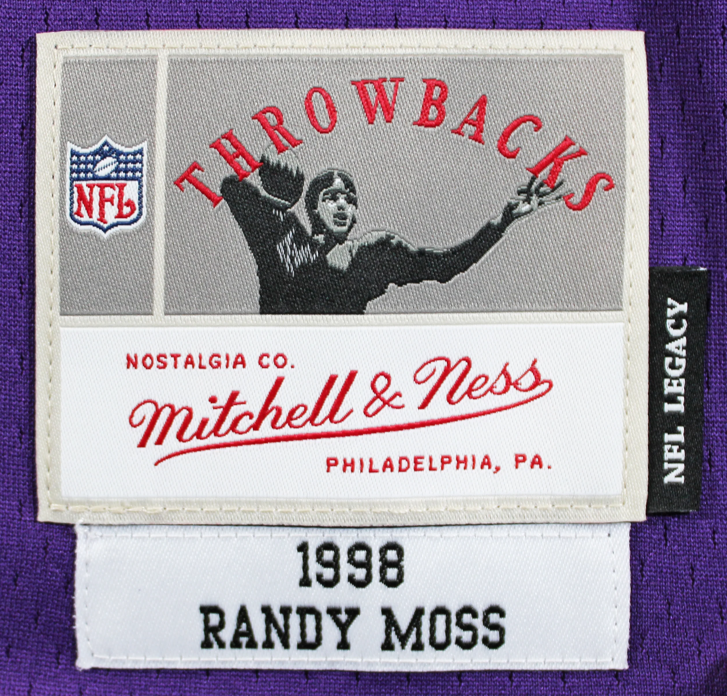 Vikings Randy Moss "Straight Cash Homie" Signed Purple M&N TB Jersey BAS Witness - Image 7