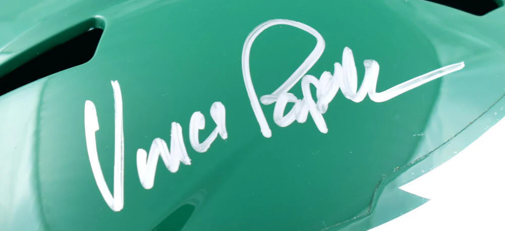 Vince Papale Signed F/S Eagles 74-95 Speed Helmet w/Rocky, Invincible-Beckett W - Image 4