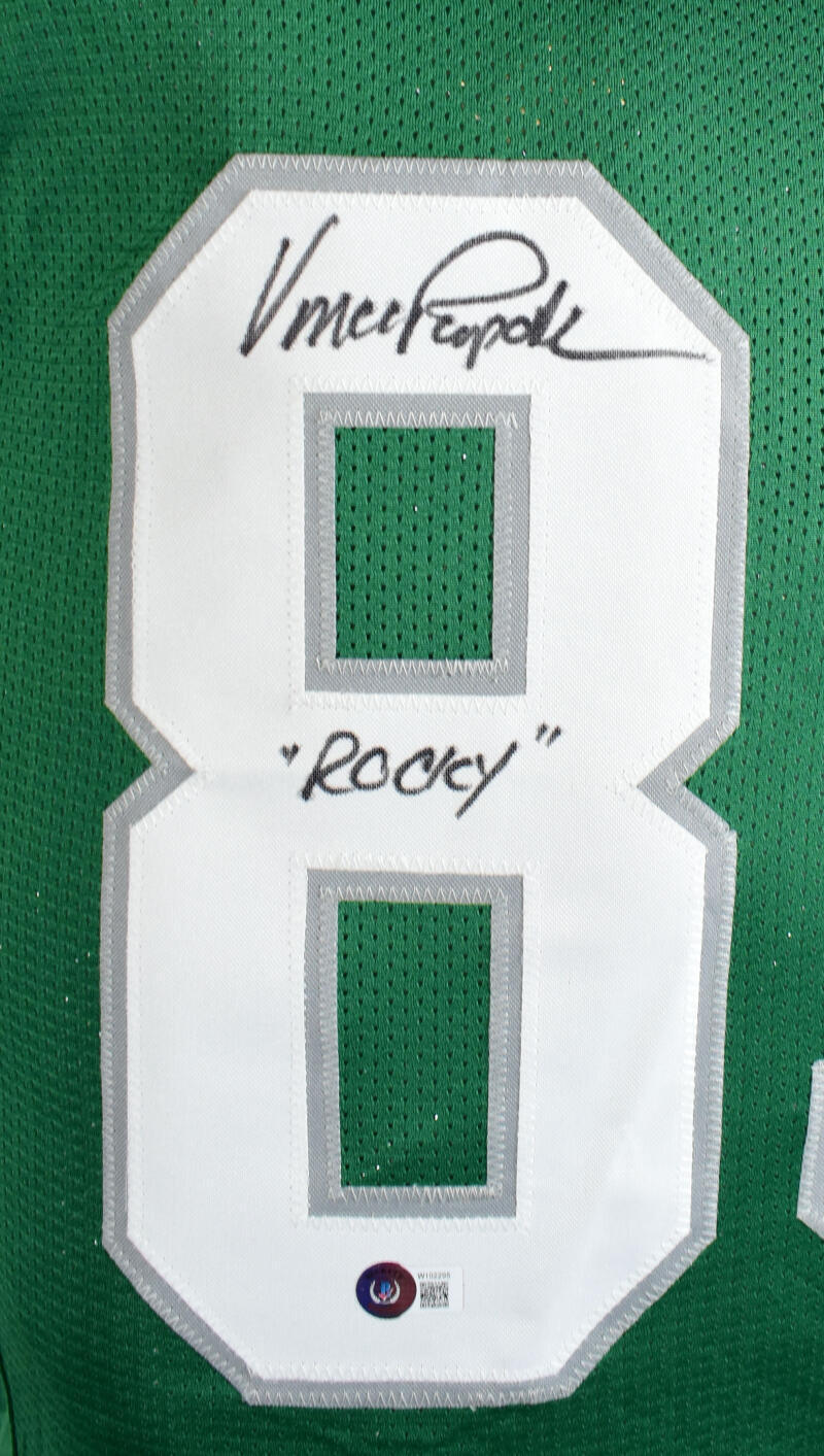 Vince Papale Autographed Green Pro Style Jersey w/ Rocky- Beckett W Hologram - Image 2