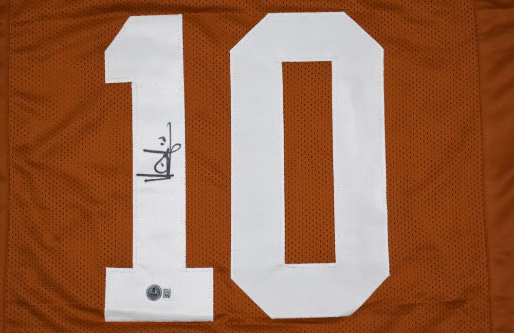 Vince Young Autographed Orange College Style STAT Jersey - Beckett W Hologram - Image 6