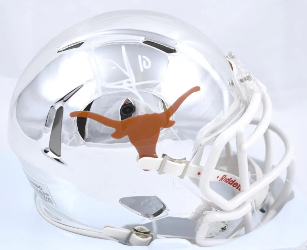 Vince Young Autographed Texas Longhorns Chrome Speed Mini Helmet- Beckett W Holo - Image 5