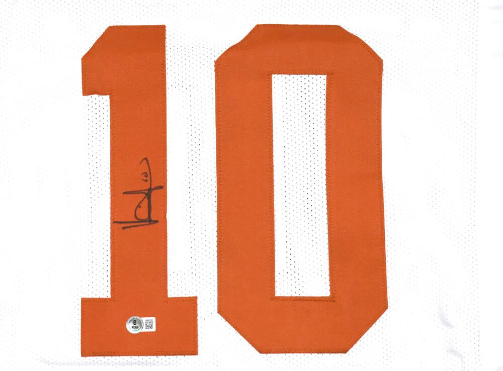 Vince Young Autographed White College Style STAT Jersey - Beckett W Hologram - Image 6