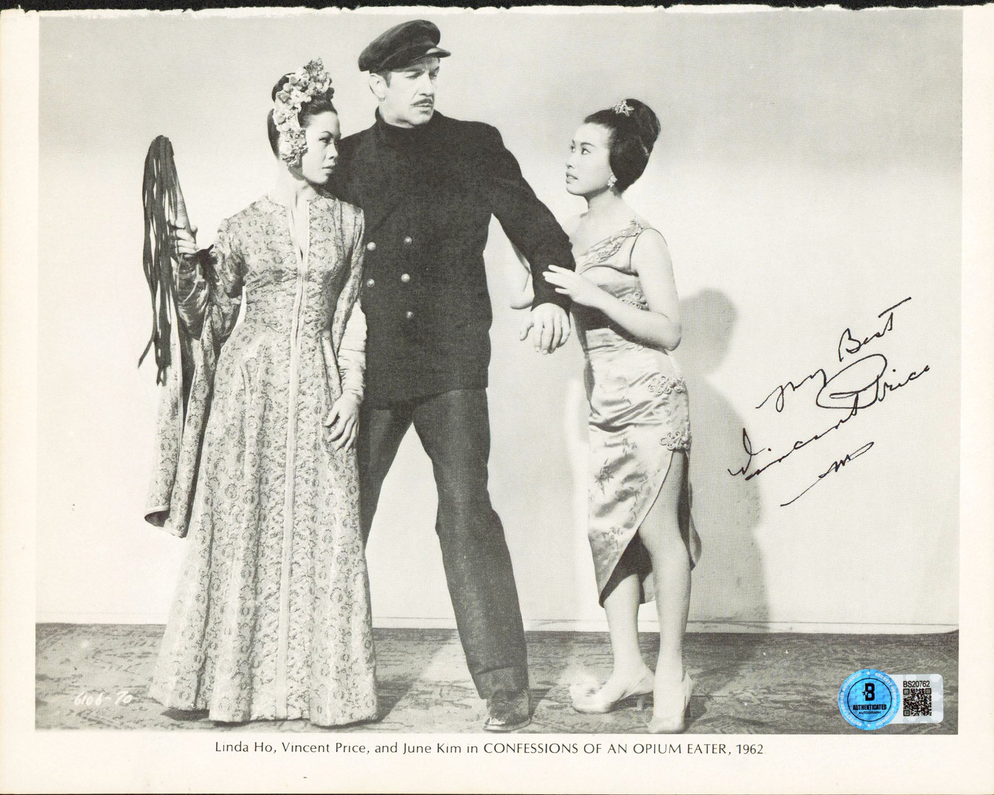 Vincent Price Confessions Of An Opium Eater Signed 8x10 Photo BAS #BS20762 - Image 2
