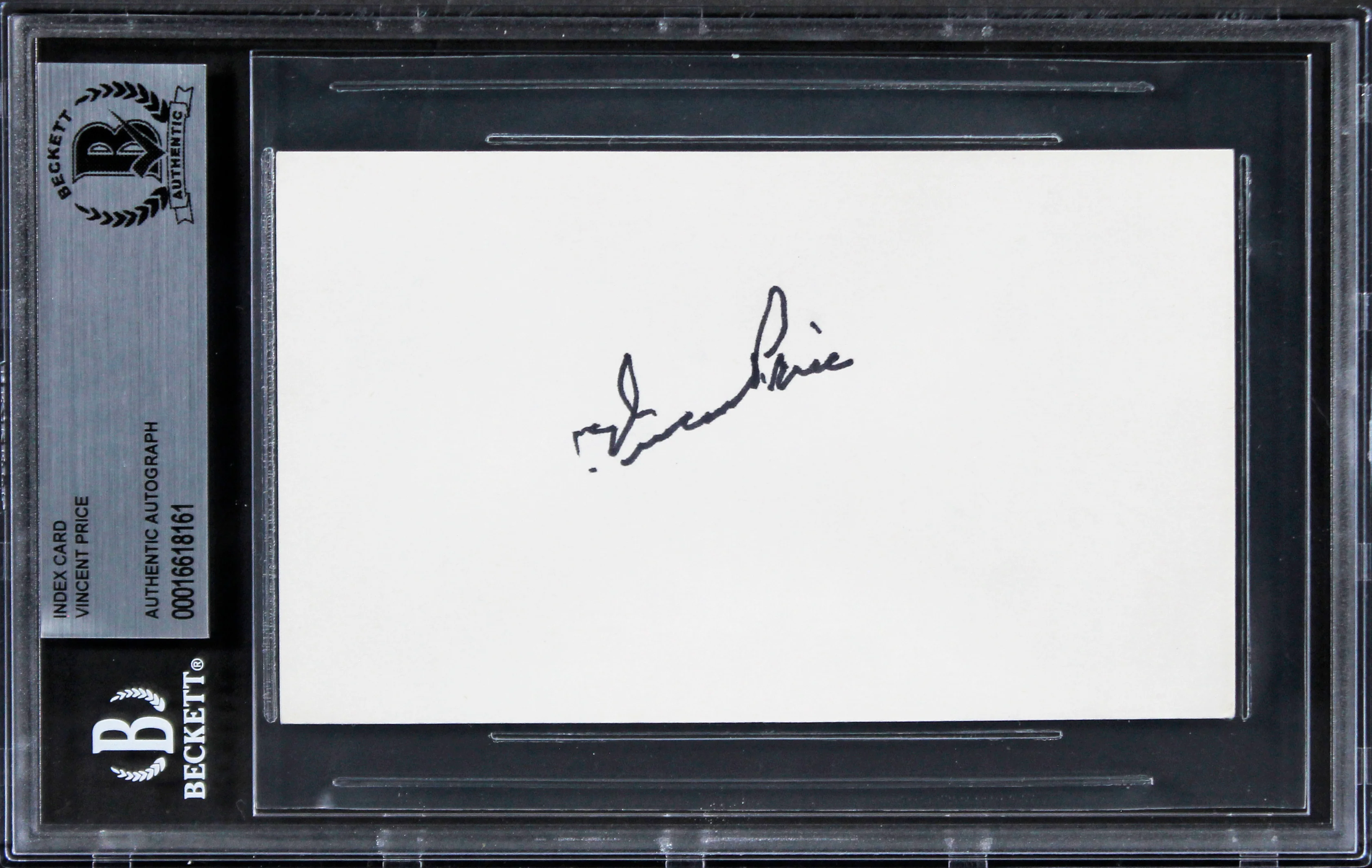 Vincent Price House on Haunted Hill Authentic Signed 3x5 Index Card BAS Slabbed