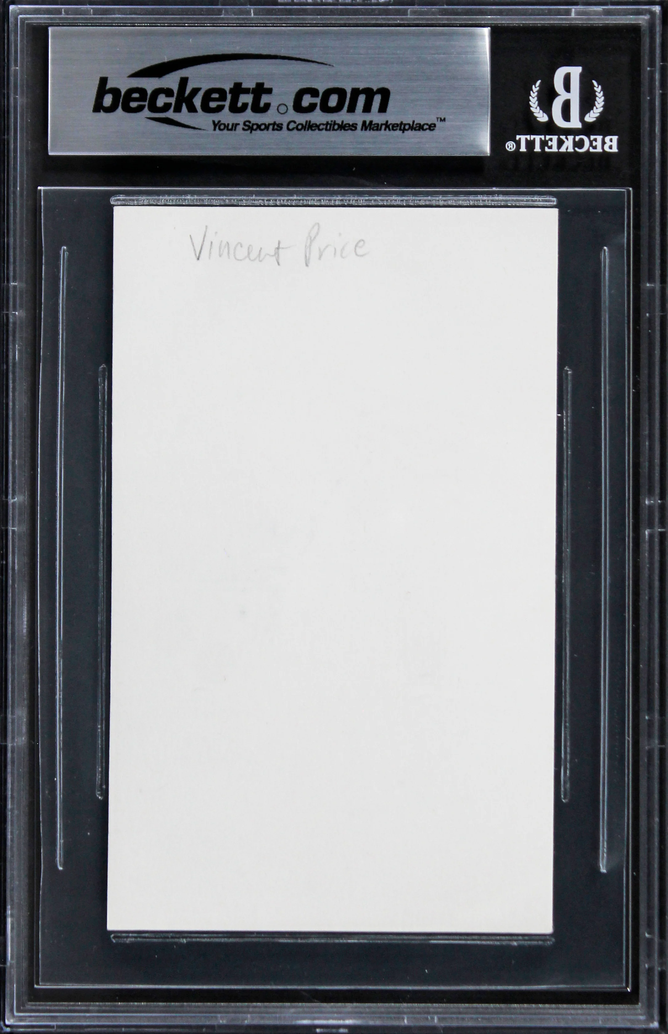 Vincent Price House on Haunted Hill Authentic Signed 3x5 Index Card BAS Slabbed - Image 3