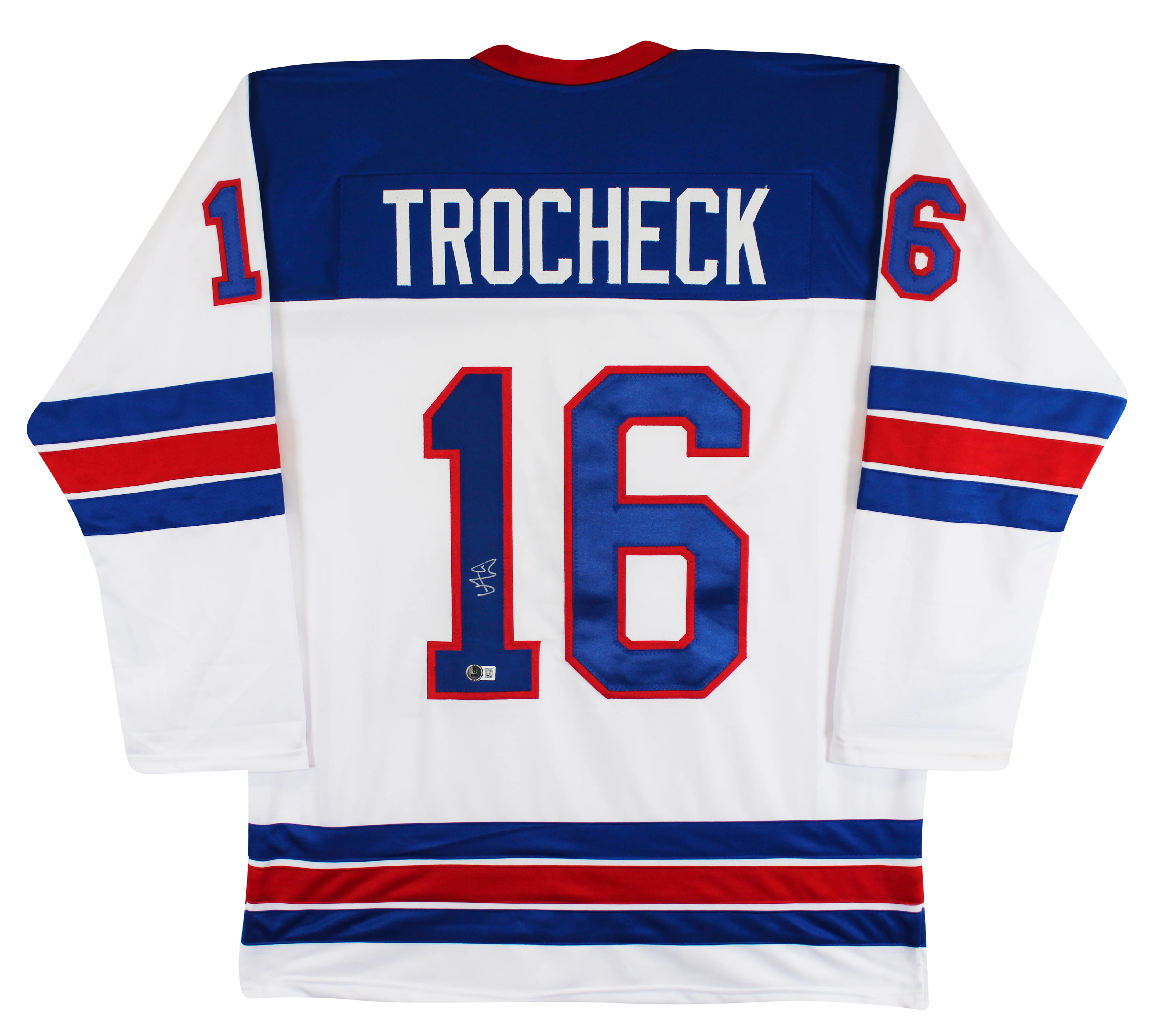 Vincent Trocheck Team USA Authentic Signed White Pro Style Jersey BAS Witnessed - Image 2