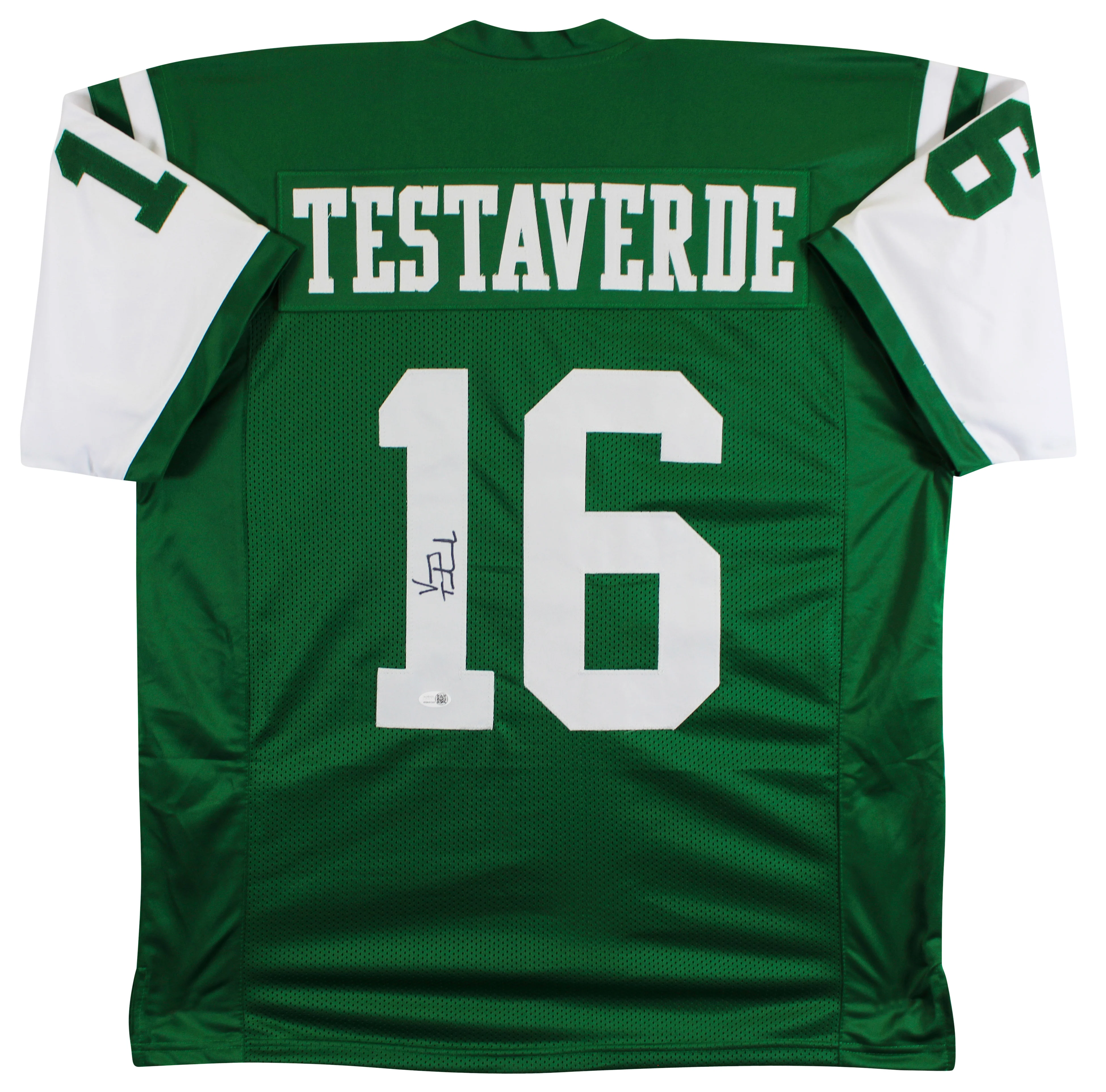 Vinny Testaverde Authentic Signed Green Pro Style Jersey Autographed JSA Witness