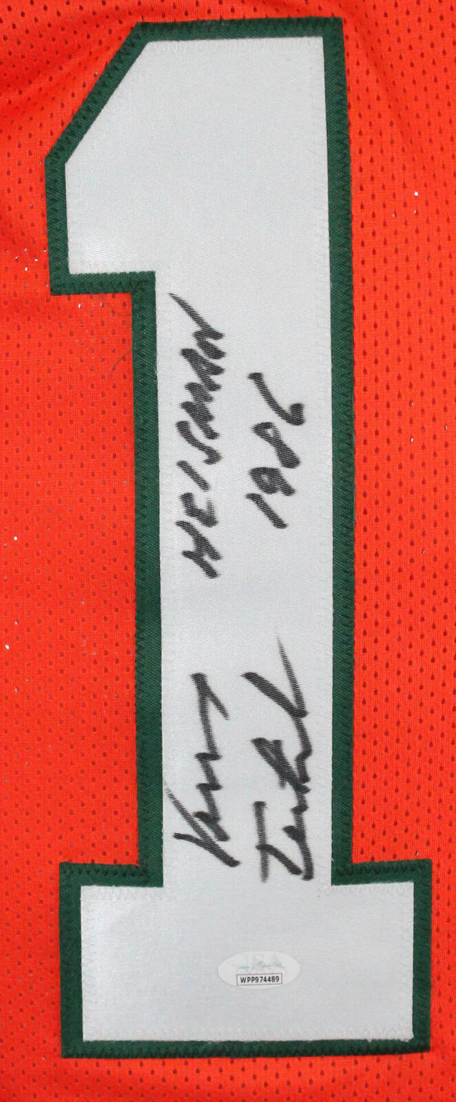 Vinny Testaverde Autographed Orange College Style Jersey w/Heisman-JSA W *Black - Image 2