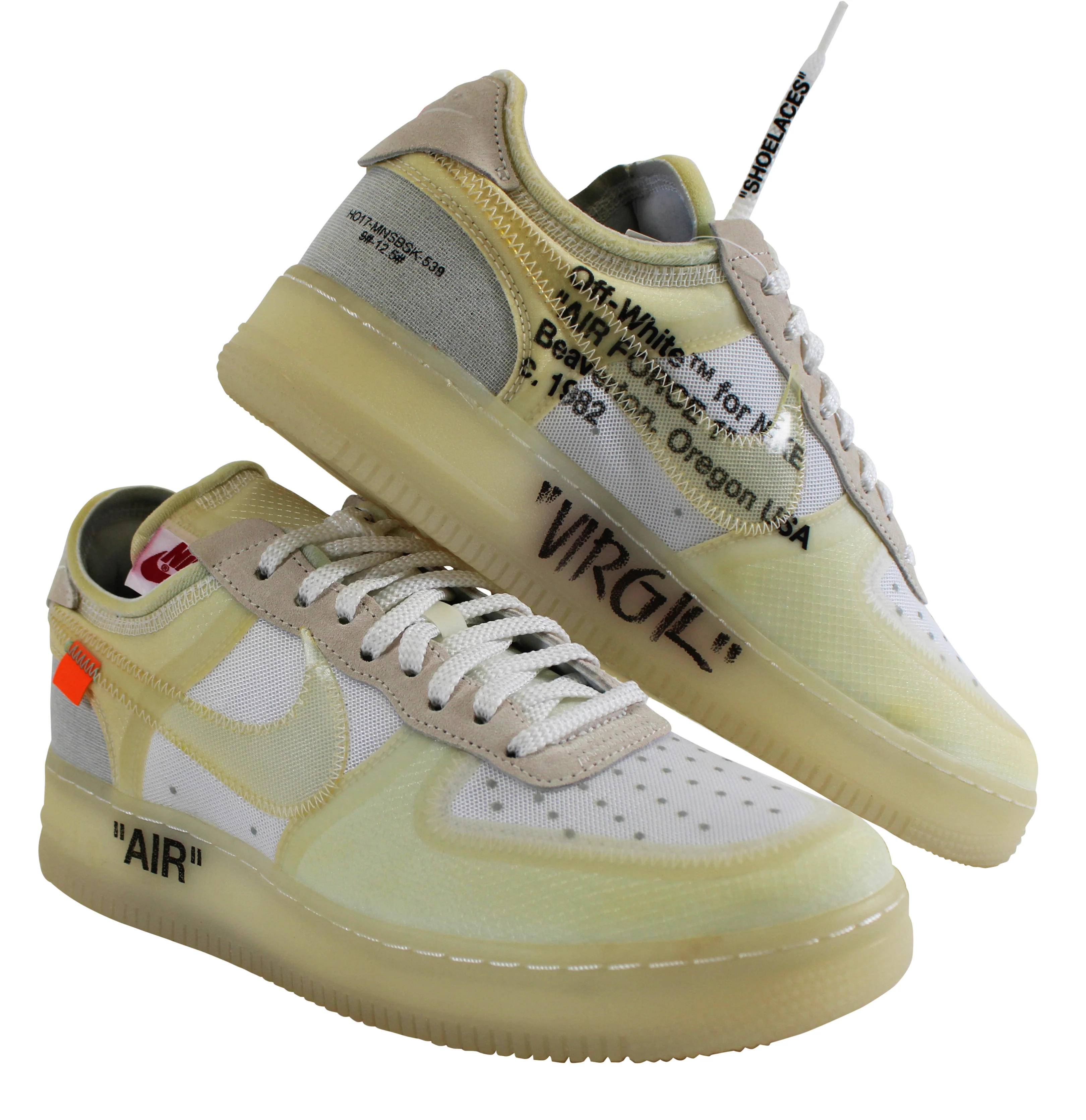 Virgil Abloh Signed 2017 Nike Off White Air Force 1 Low "The Ten" Shoes BAS LOA