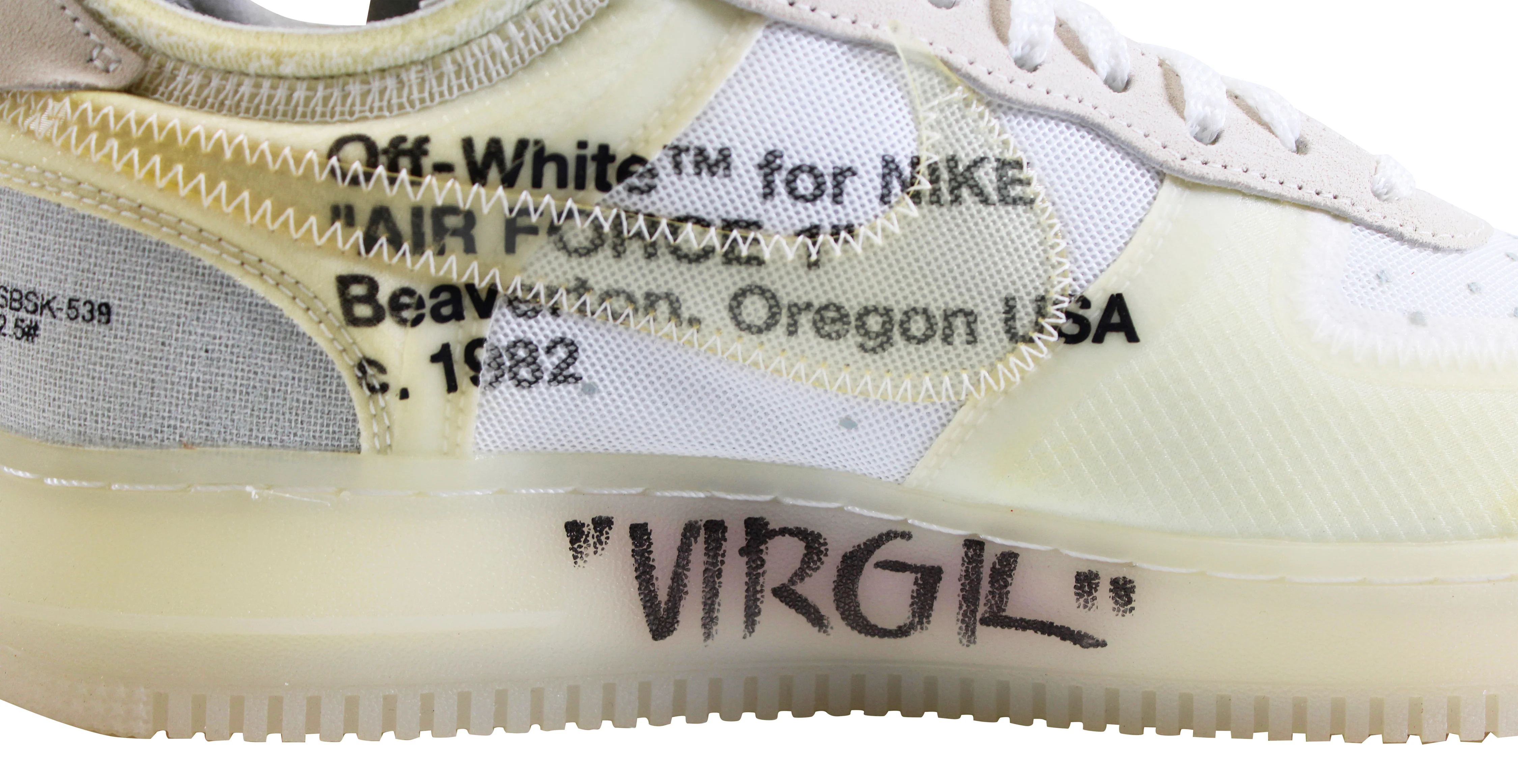 Virgil Abloh Signed 2017 Nike Off White Air Force 1 Low "The Ten" Shoes BAS LOA - Image 3
