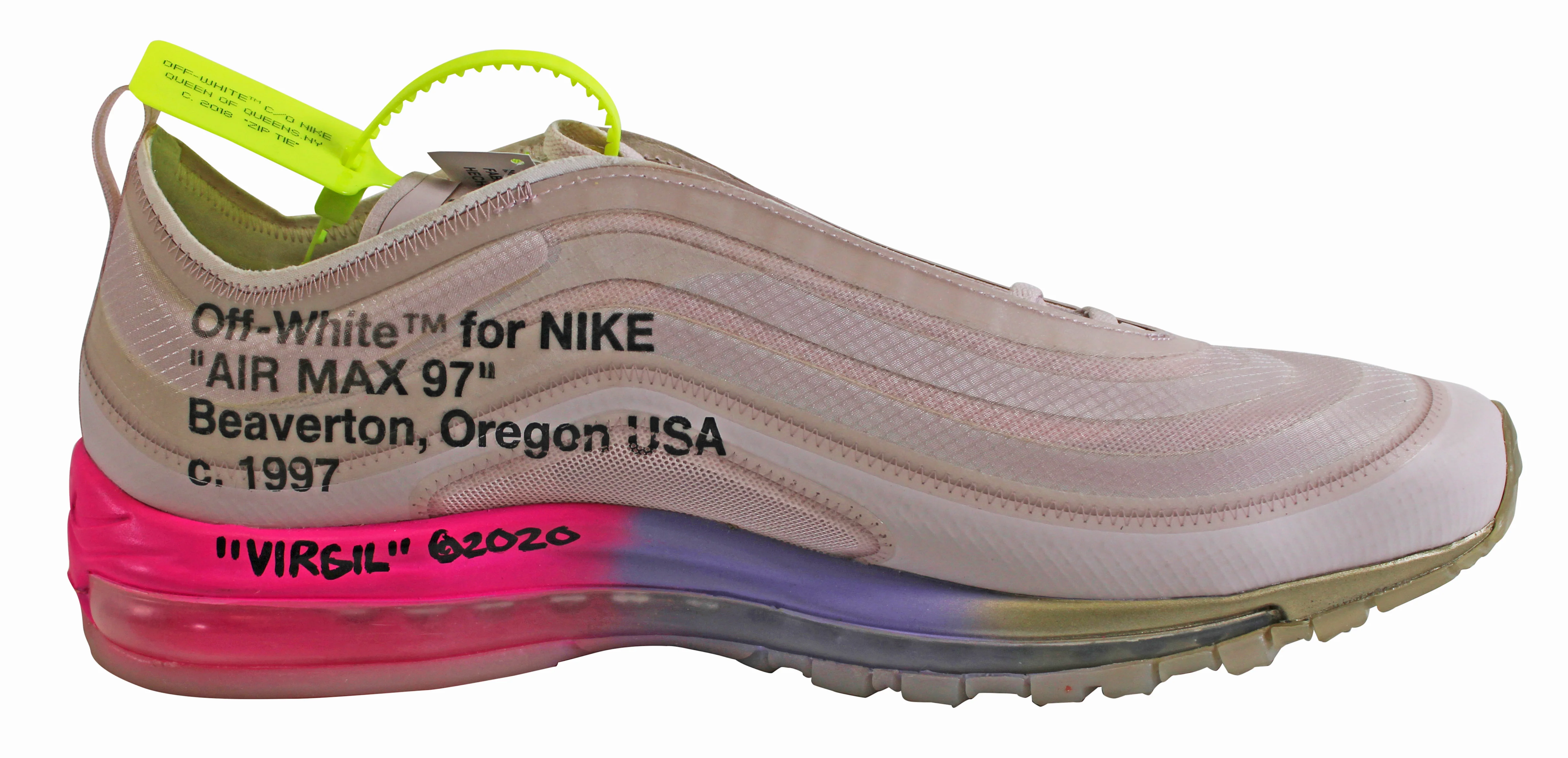 Virgil Abloh Signed 2018 Nike Air Max 97 Elemental Rose Serena Queen Shoes BAS - Image 9