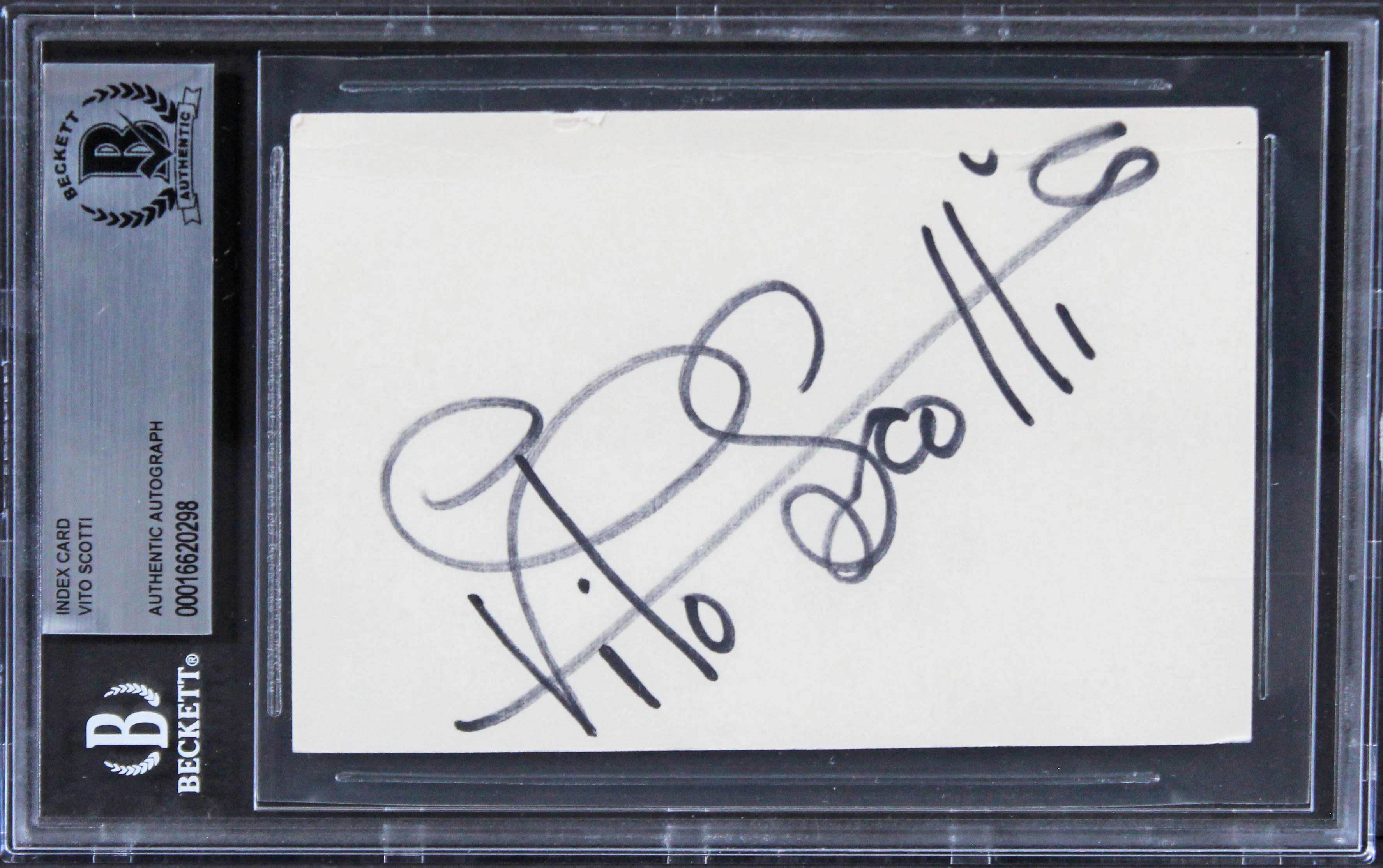 Vito Scotti The Godfather Authentic Signed 3x5 Index Card BAS Slabbed - Image 2