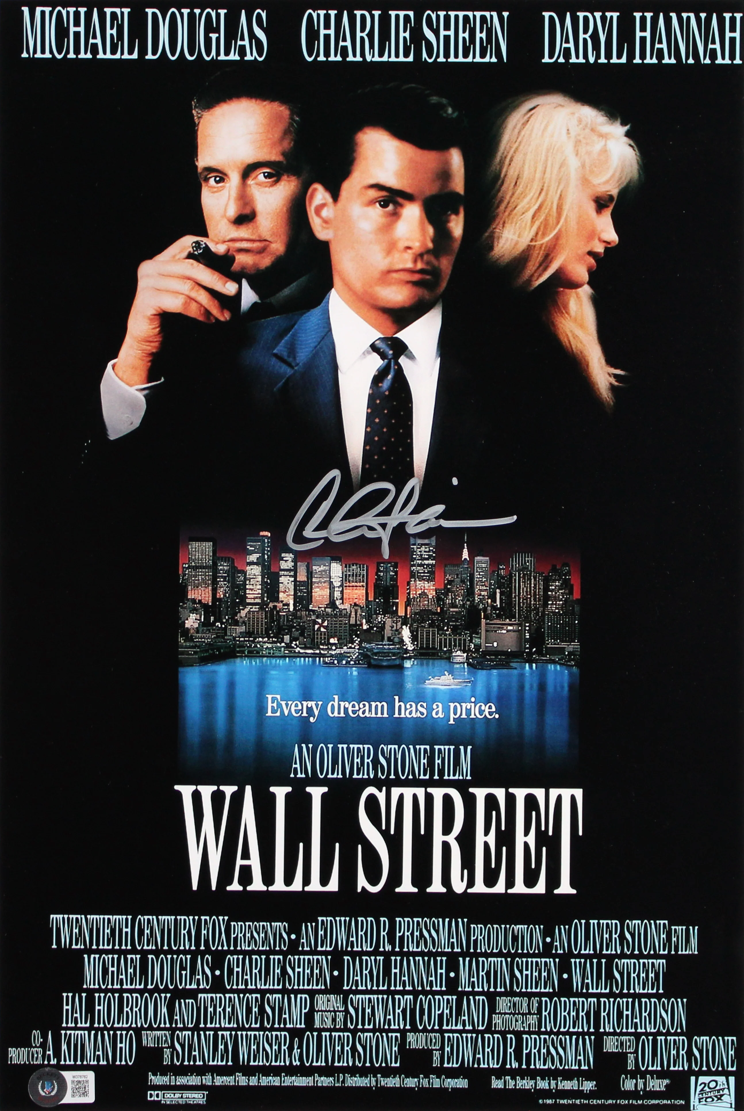 Wall Street (3) Sheen, Douglas & Hannah Authentic Signed Framed Display BAS LOA - Image 3