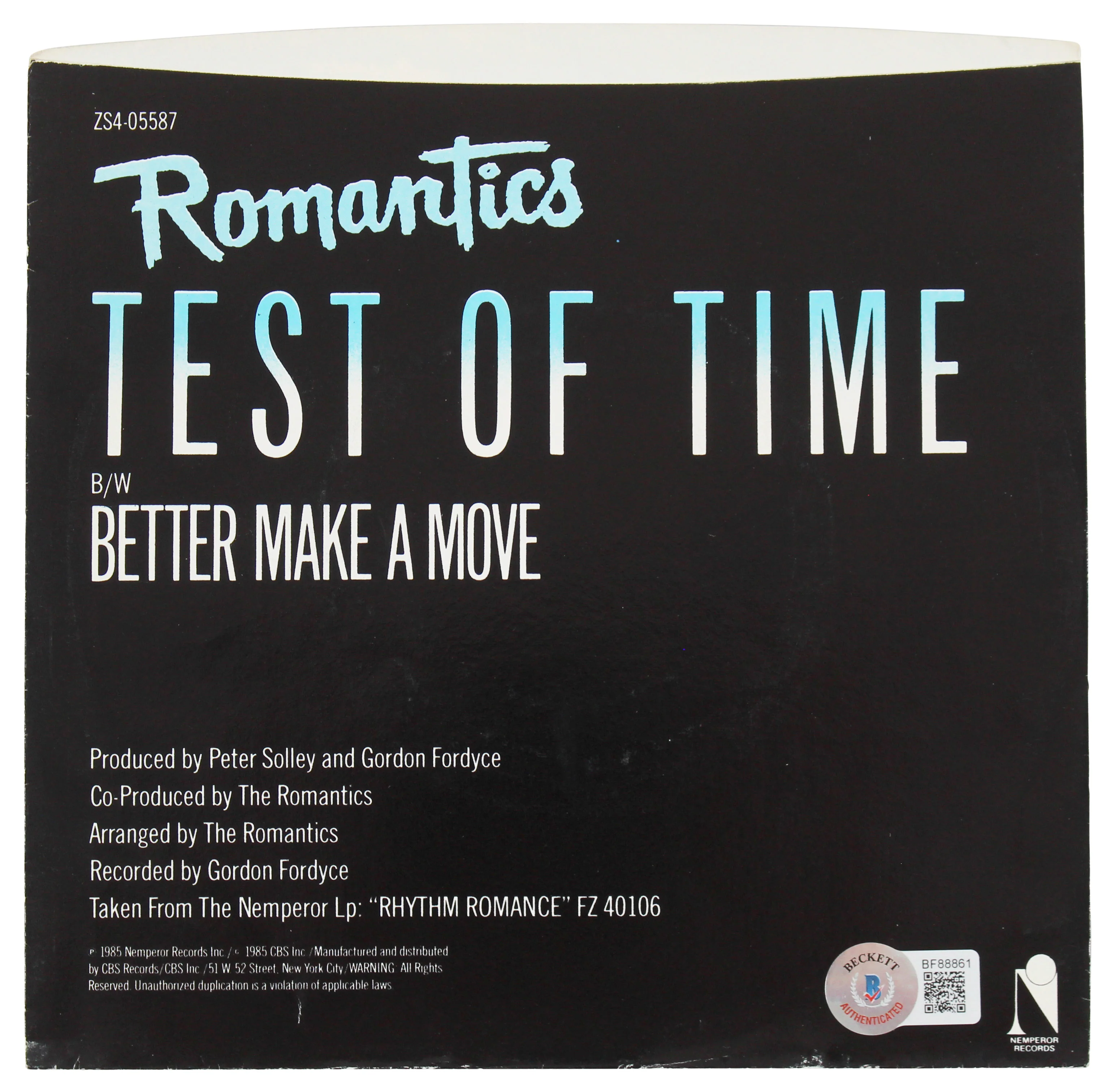 Wally Palmar & Mike Skill The Romantics Signed 45 RPM Album Cover BAS #BF88861 - Image 4