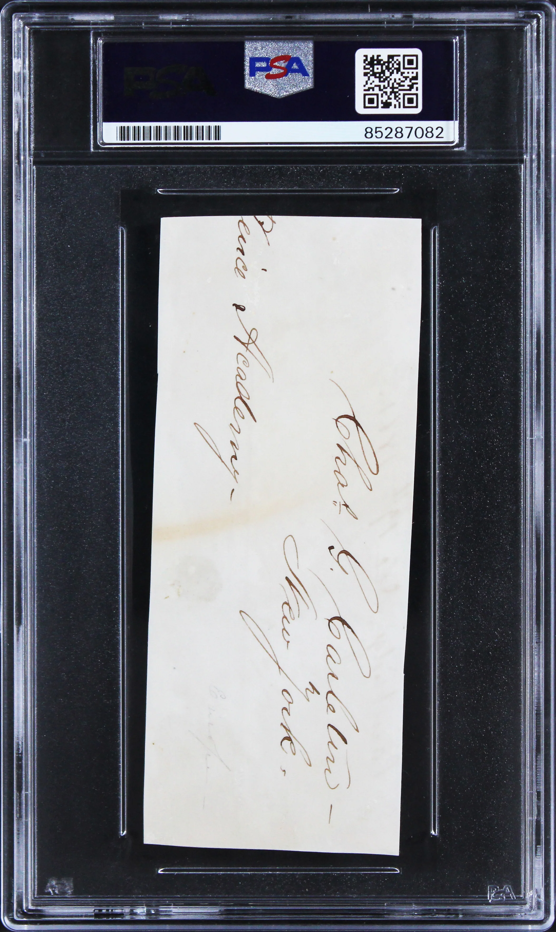 Walt Whitman "Please Accept My Thanks" Signed 2x5 Cut Signature PSA/DNA Slabbed - Image 3