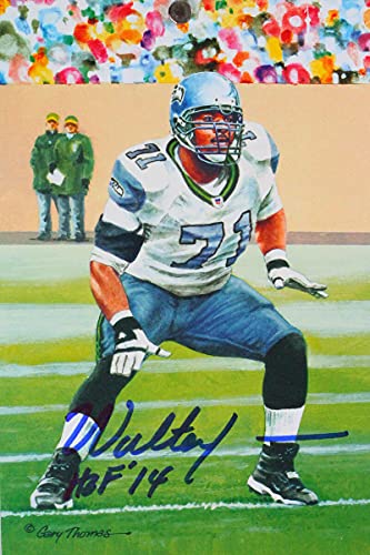 Walter Jones Signed Philadelphia Eagles Goal Line Art Card w/ HOF- Beckett *Blue - Image 4