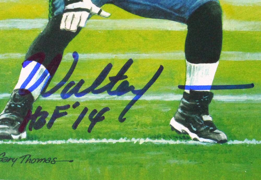 Walter Jones Signed Philadelphia Eagles Goal Line Art Card w/ HOF- Beckett *Blue - Image 6