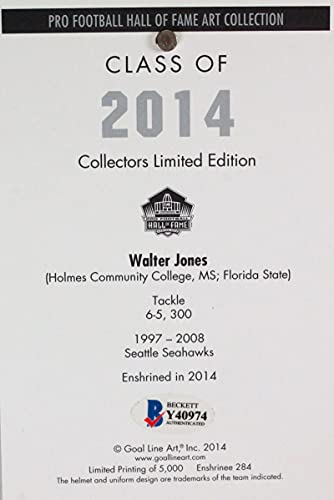 Walter Jones Signed Philadelphia Eagles Goal Line Art Card w/ HOF- Beckett *Blue - Image 7