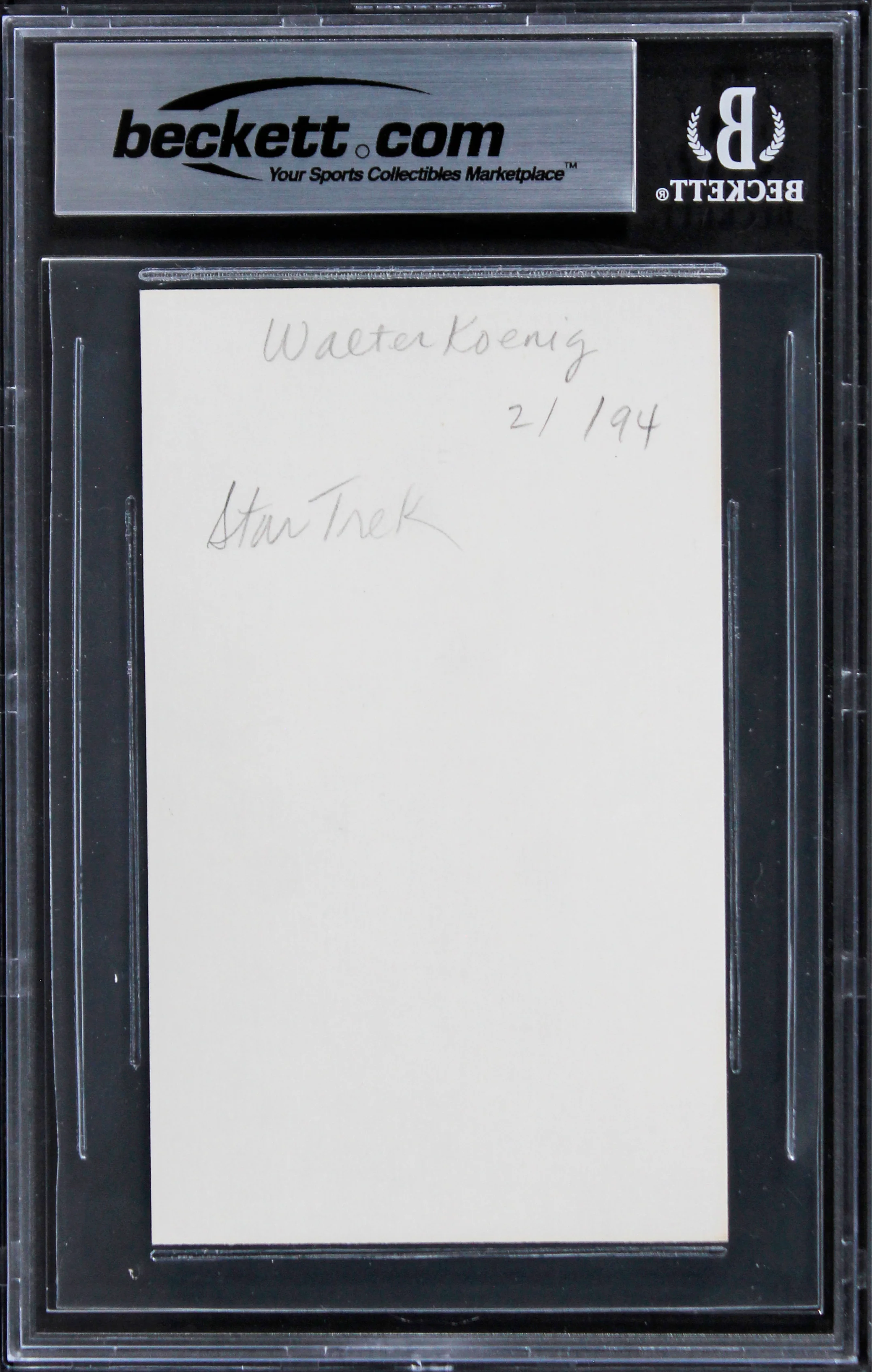Walter Koenig Star Trek The Movie Authentic Signed 3x5 Index Card BAS Slabbed 1 - Image 3