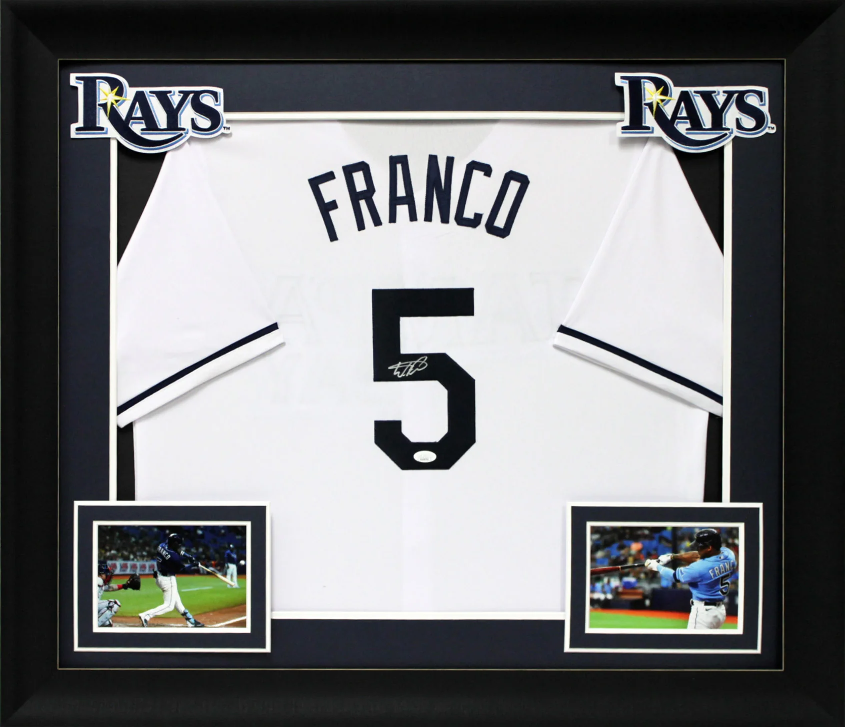 Wander Franco Authentic Signed White Pro Style Framed Jersey Autographed JSA - Image 2