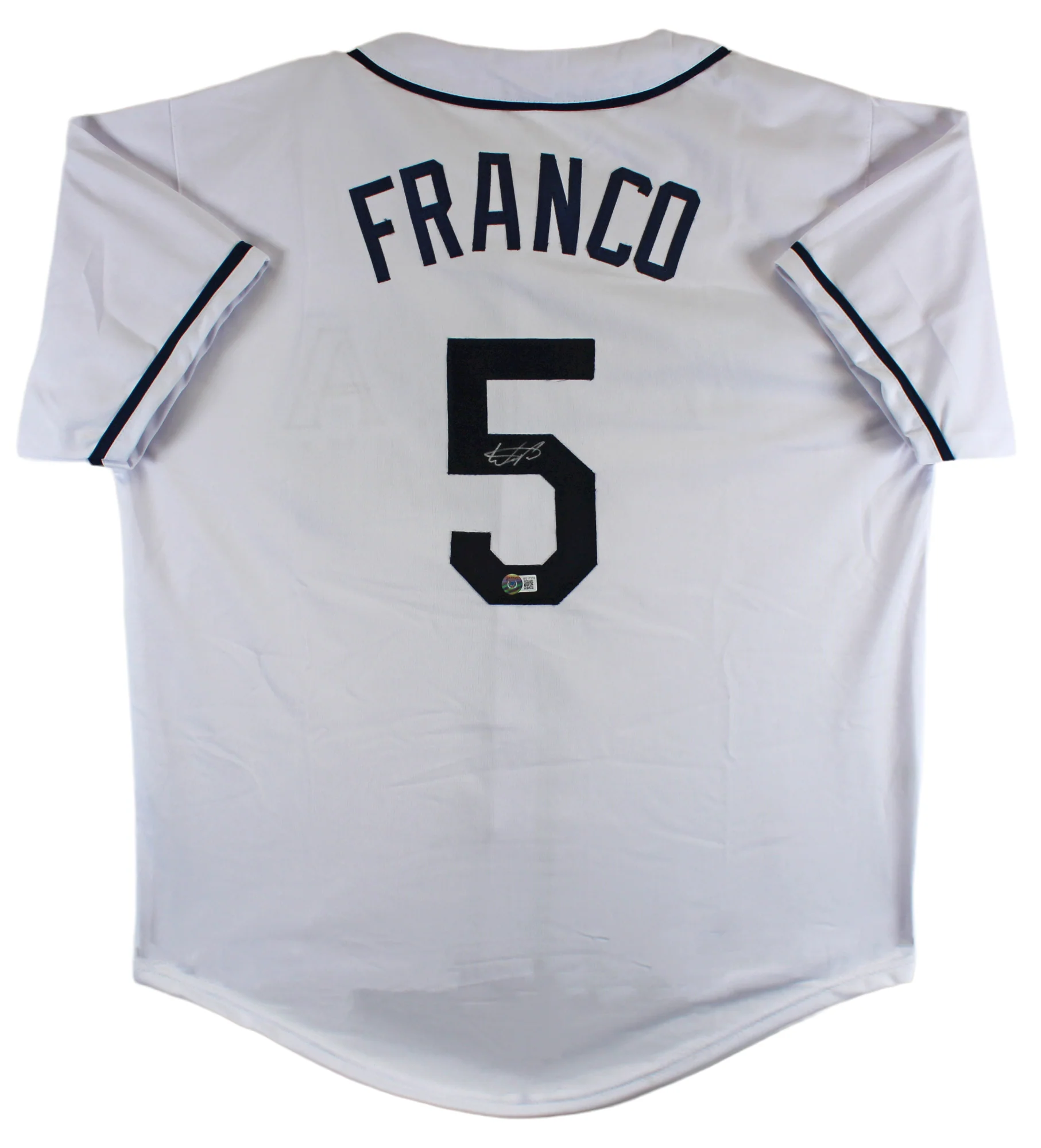 Wander Franco Authentic Signed White Pro Style Jersey Autographed BAS - Image 2