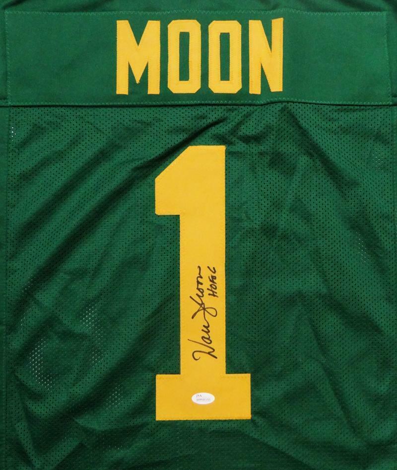 Warren Moon Autographed Green Pro Style Jersey w/ HOF- JSA W Authenticated - Image 2