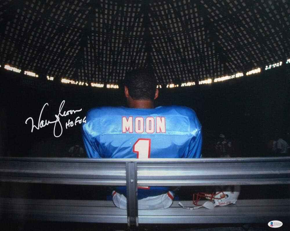 Warren Moon Signed Houston Oilers 16x20 On Bench Photo w/HOF - Beckett W Auth - Image 4