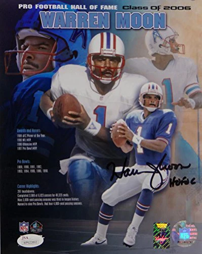 Warren Moon HOF Signed Oilers 8x10 Hall of Fame Poster PF Photo- JSA W Auth - Image 3