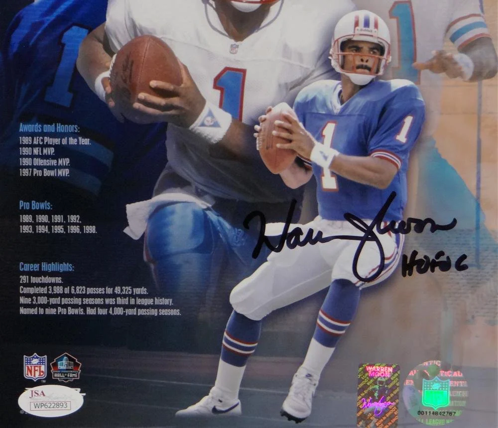 Warren Moon HOF Signed Oilers 8x10 Hall of Fame Poster PF Photo- JSA W Auth - Image 5