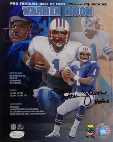 Warren Moon HOF Signed Oilers 8x10 Hall of Fame Poster PF Photo- JSA W Auth - Image 6
