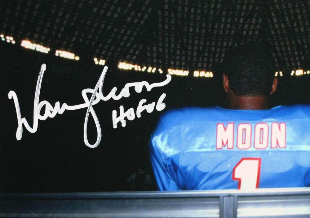 Warren Moon Signed Houston Oilers 8x10 On Bench w/HOF - Beckett W Auth *White - Image 5
