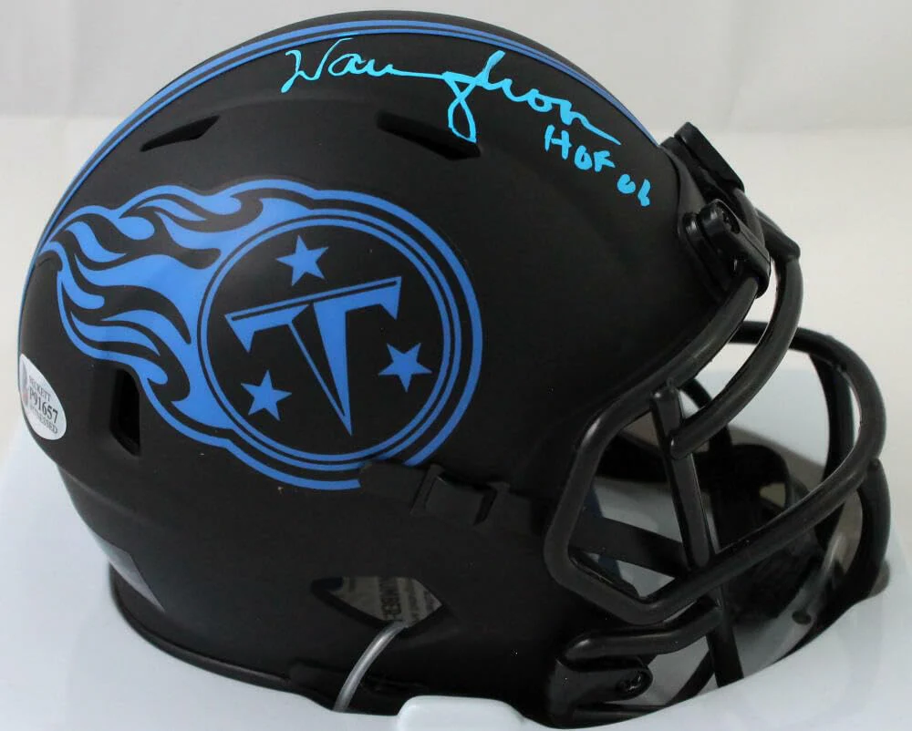 Warren Moon Autographed Tenn Titans Eclipse Mini Helmet w/HOF - Beckett Witness - Image 7