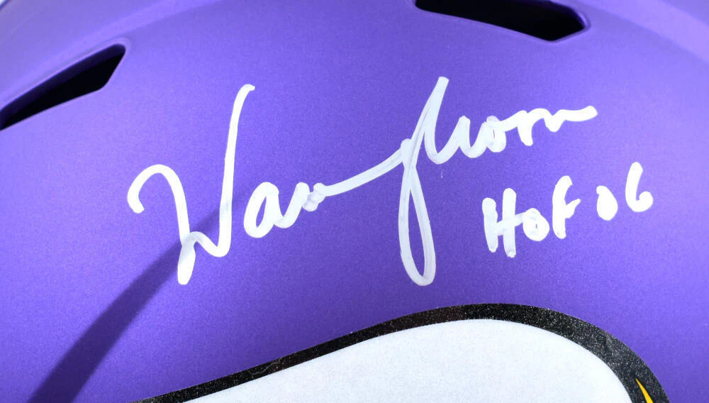 Warren Moon Autographed Minnesota Vikings F/S Speed Helmet w/HOF- Beckett W Holo - Image 2