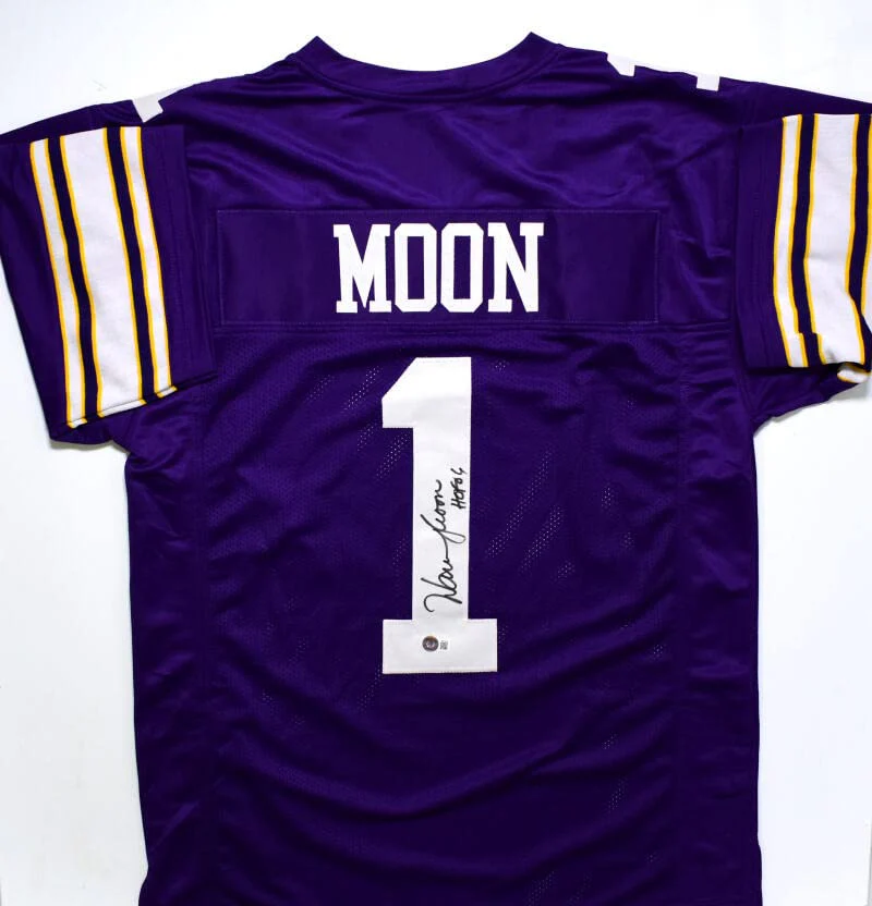 Warren Moon Autographed Purple Pro Style Jersey w/ HOF-Beckett W Hologram *Black - Image 8