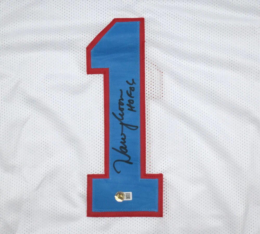Warren Moon Autographed White Pro Style Jersey w/ HOF-Beckett W Hologram *Black - Image 2