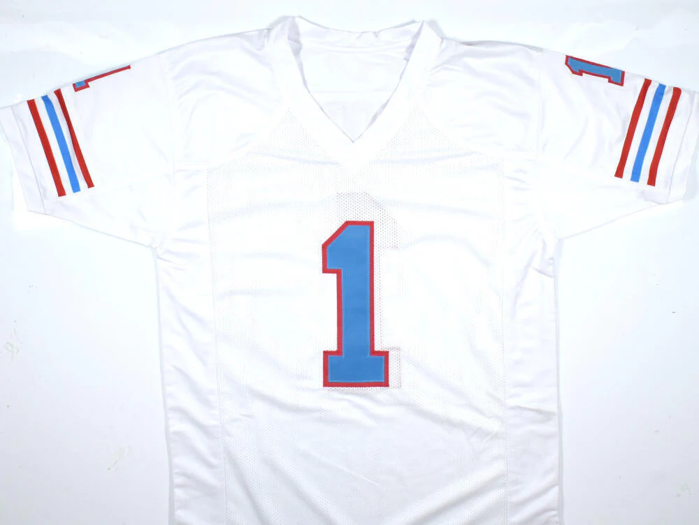 Warren Moon Autographed White Pro Style Jersey w/ HOF-Beckett W Hologram *Black - Image 3