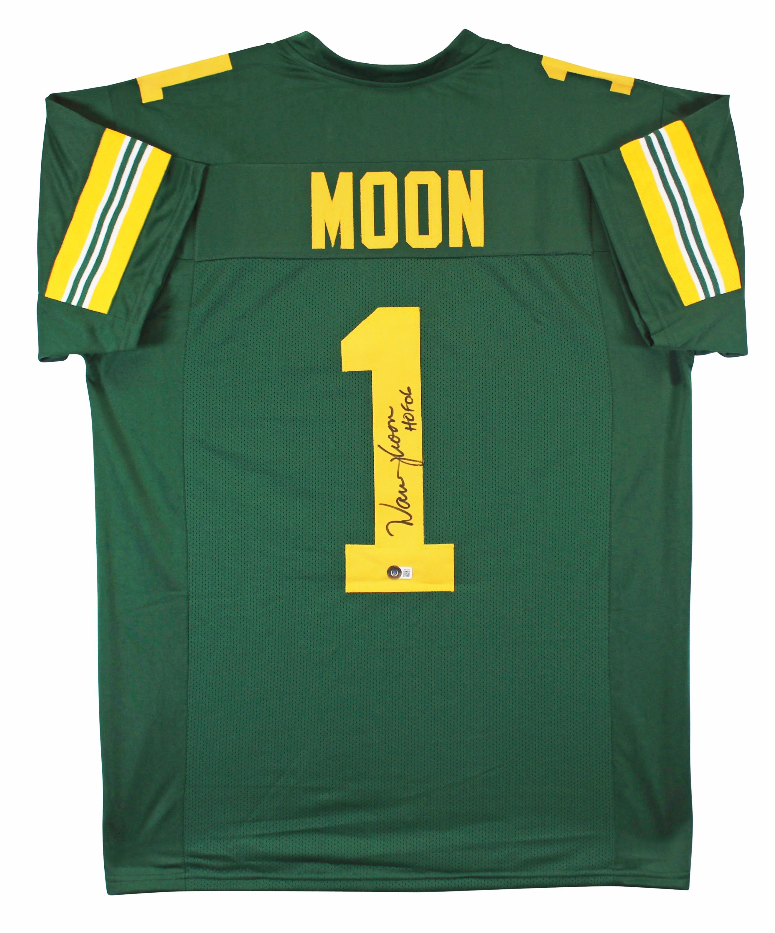 Warren Moon HOF 06 Authentic Signed Green Pro Style Jersey BAS Witnessed #W52352 - Image 2