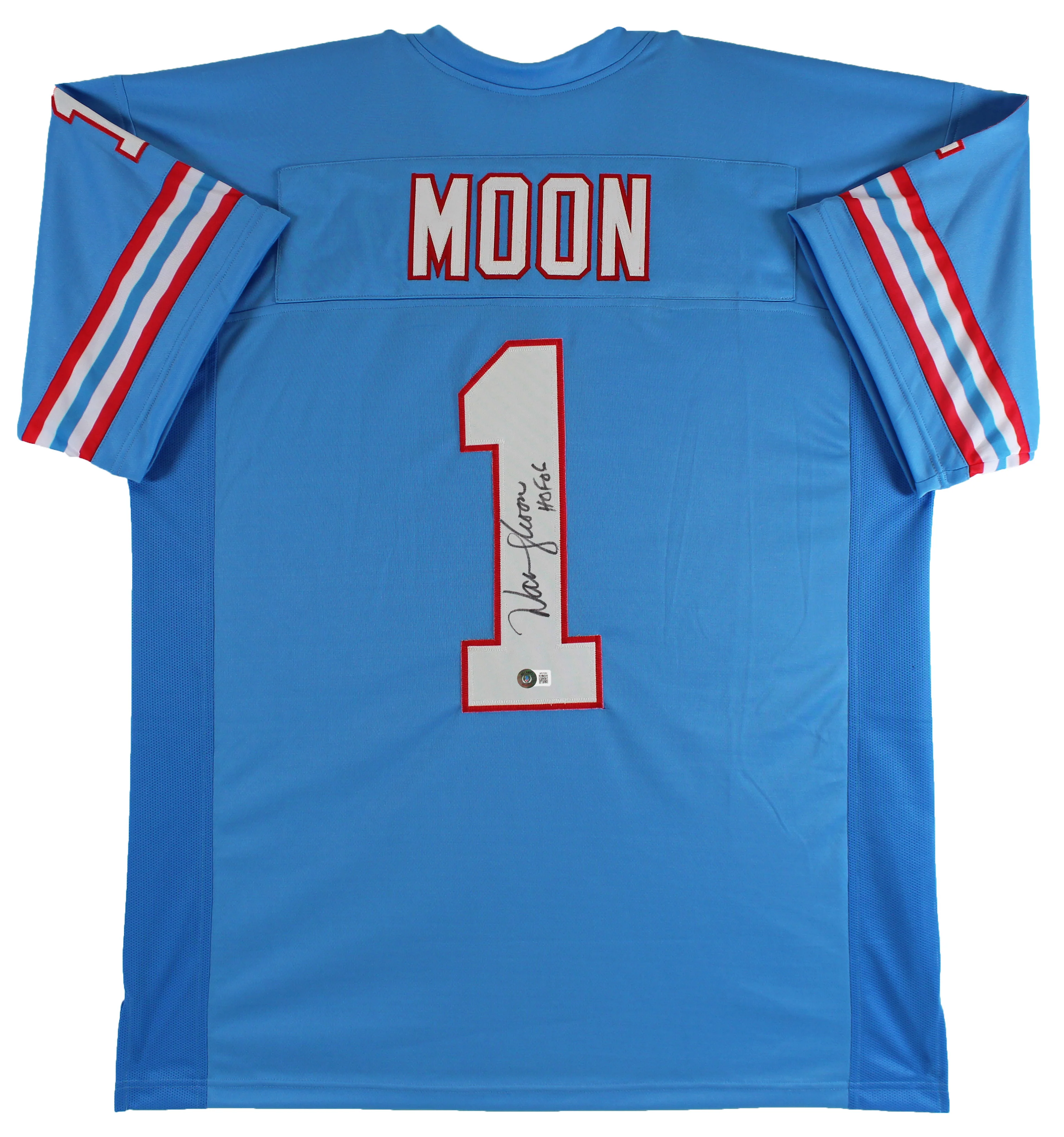 Warren Moon HOF 06 Authentic Signed Light Blue Pro Style Jersey Autographed BAS - Image 2