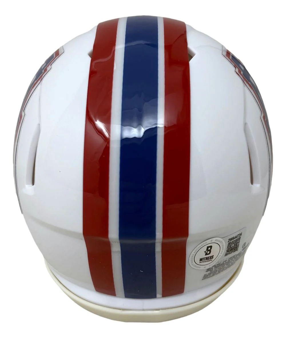 Warren Moon Signed Houston Oilers Mini Speed Helmet HOF 06 Inscribed BAS - Image 2